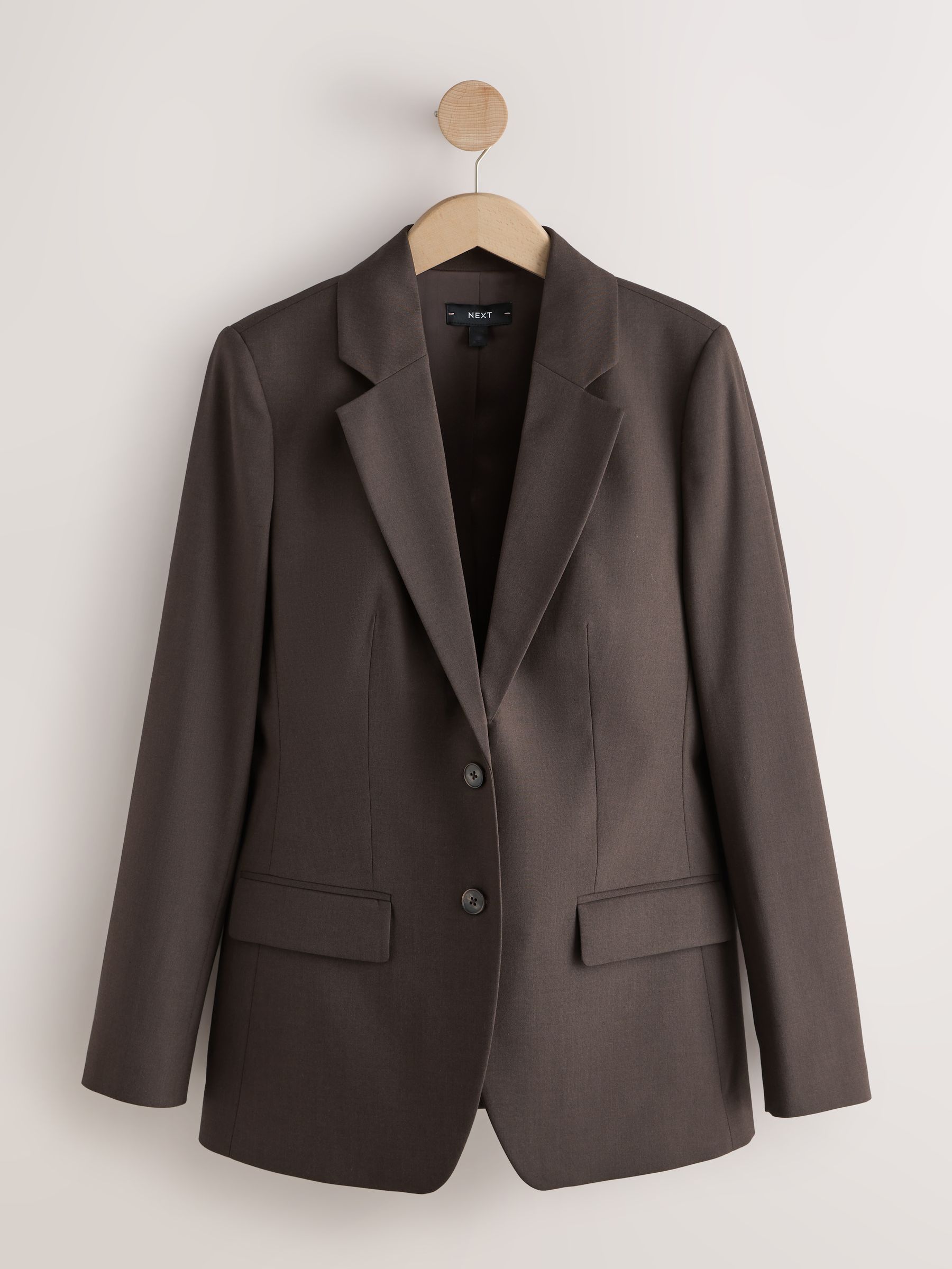 Tailored Single Breasted Blazer With Wool - Chocolate Brown - Regular - SIP Still Life