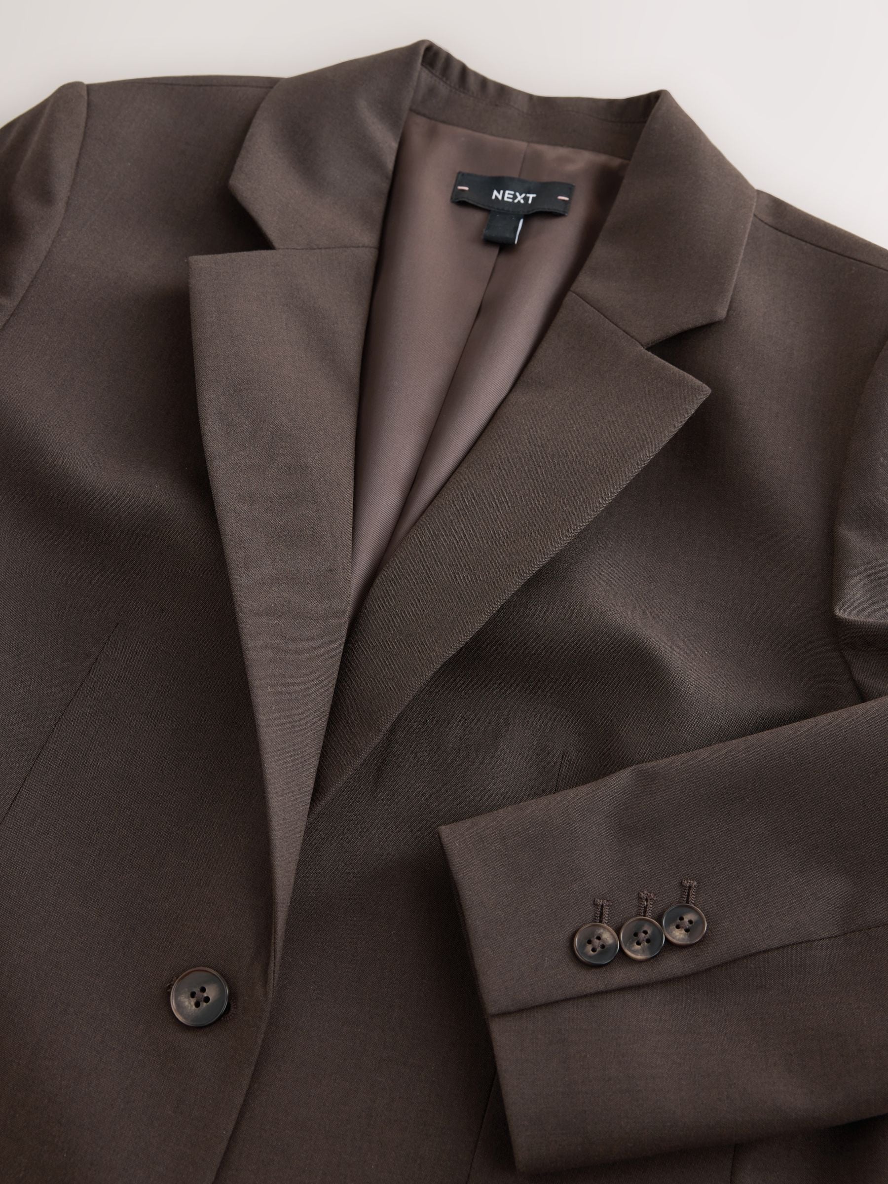 Tailored Single Breasted Blazer With Wool - Chocolate Brown - Regular - SIP Still Life