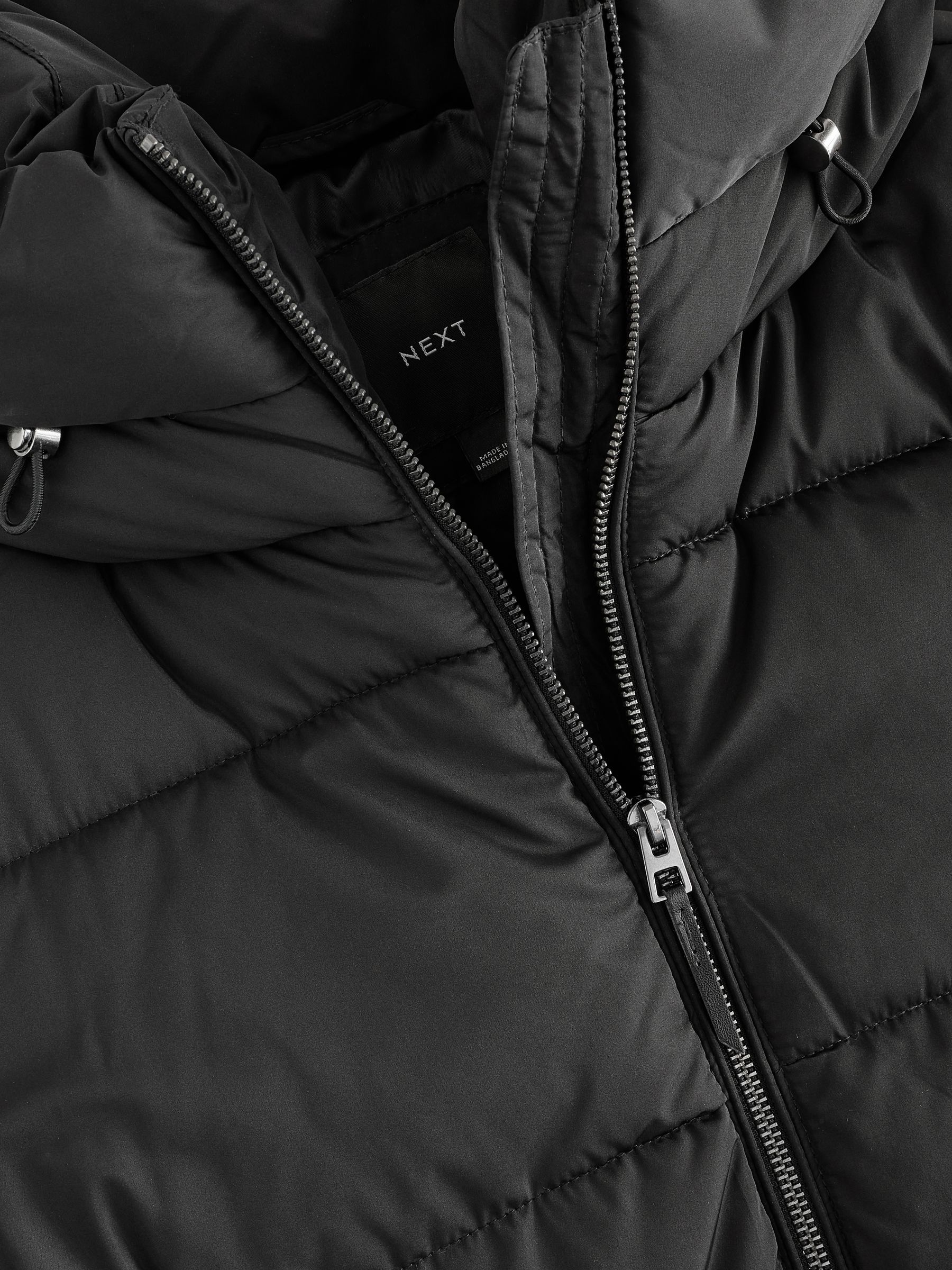Shower Resistant Hooded Long Padded Puffer Coat - Black - Regular - SIP Still Life