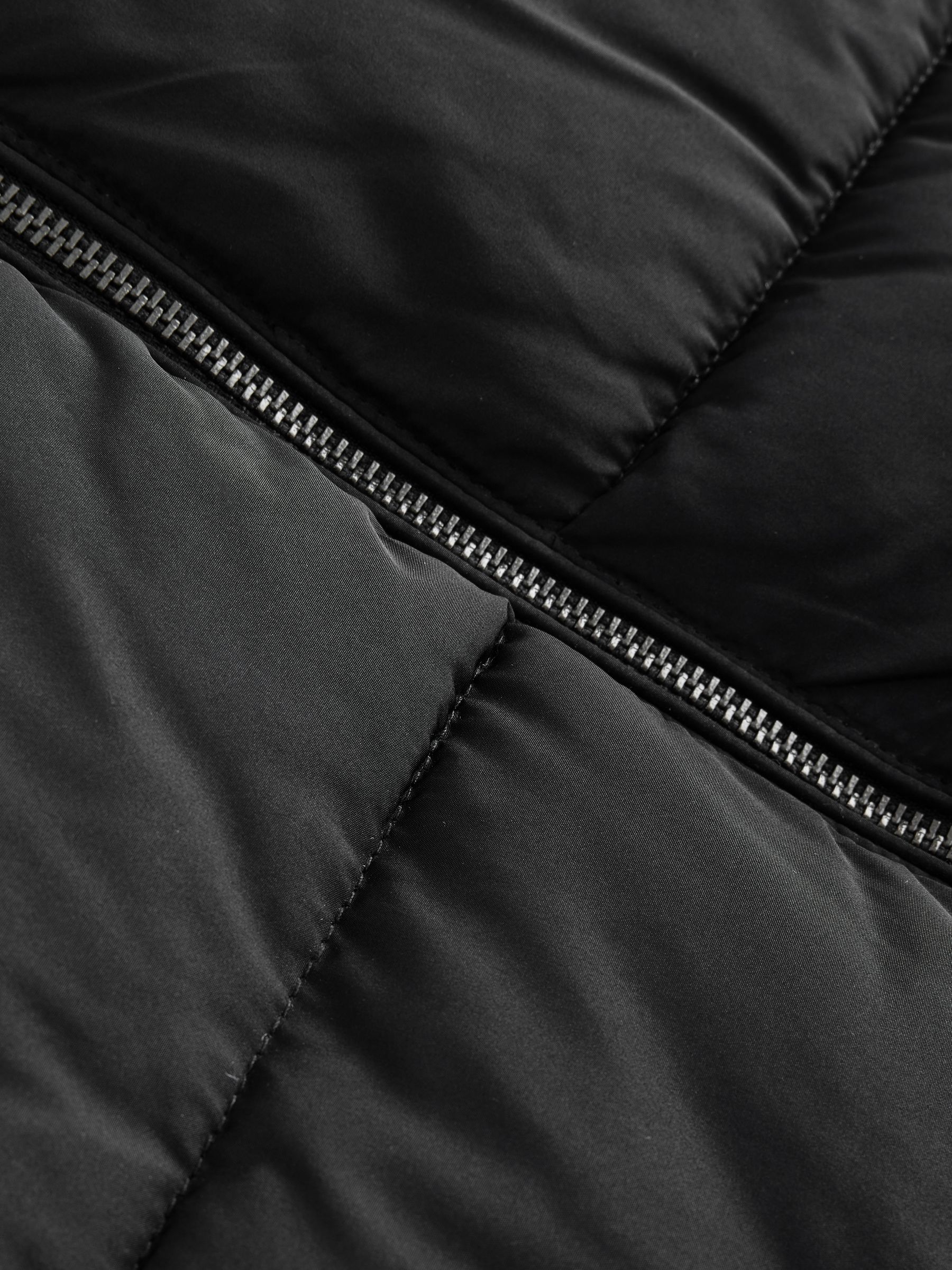 Shower Resistant Hooded Long Padded Puffer Coat - Black - Regular - SIP Still Life