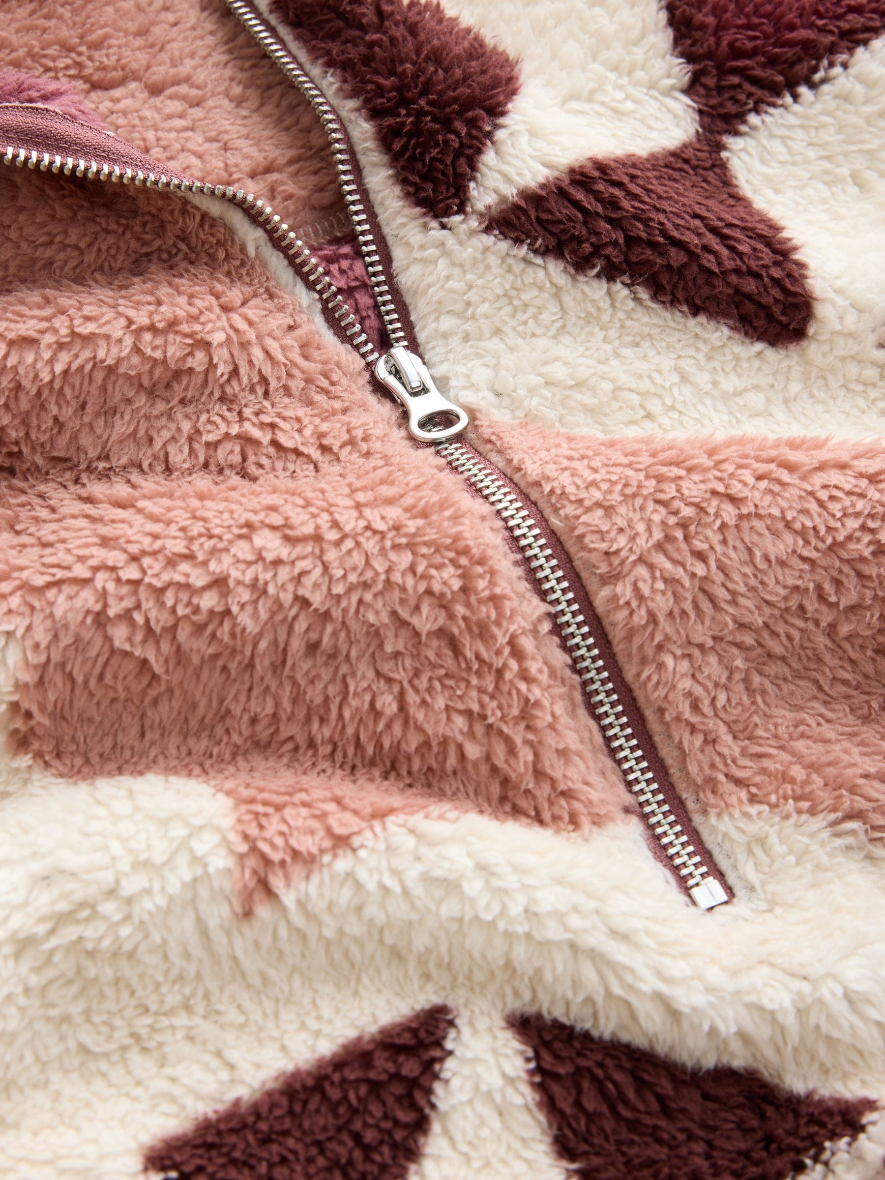 Half Zip Borg Fleece - Cream Geometric - Regular - SIP Still Life