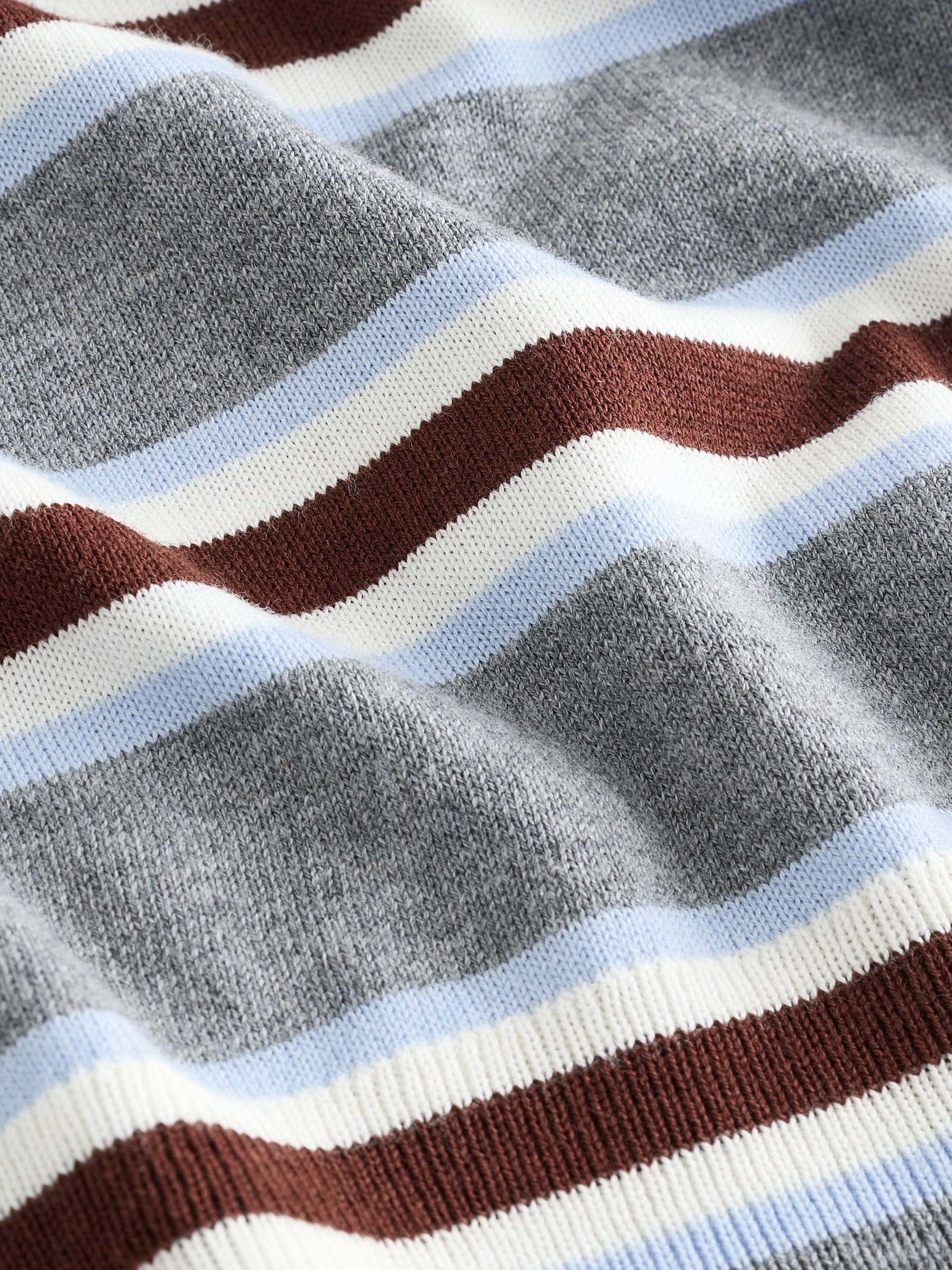 Cotton Rich Soft Touch Long Sleeve Crew Neck Jumper - Grey Stripe - Regular - SIP Still Life
