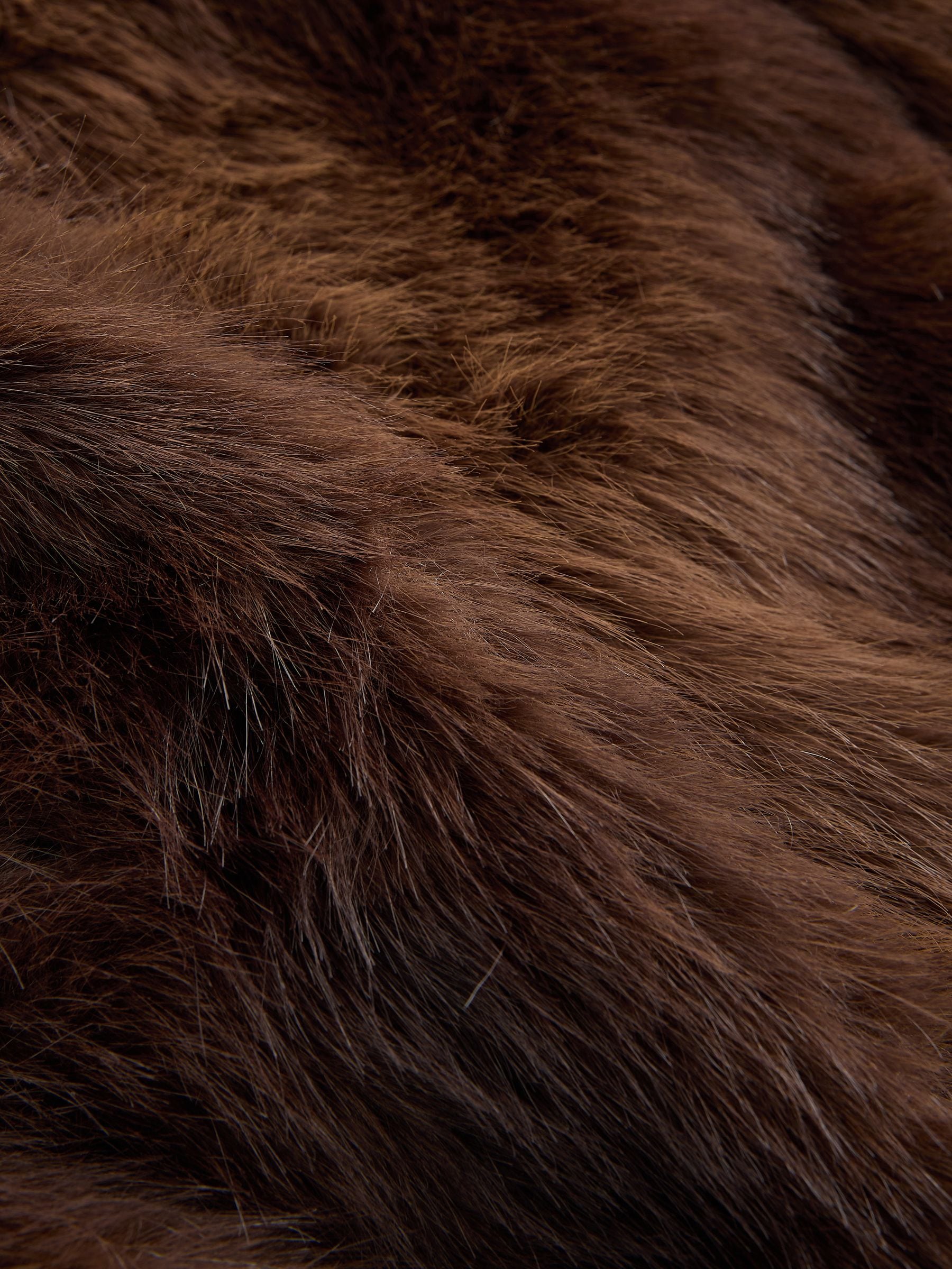 Faux Fur Longline Jacket - Chocolate Brown - Regular - SIP Still Life