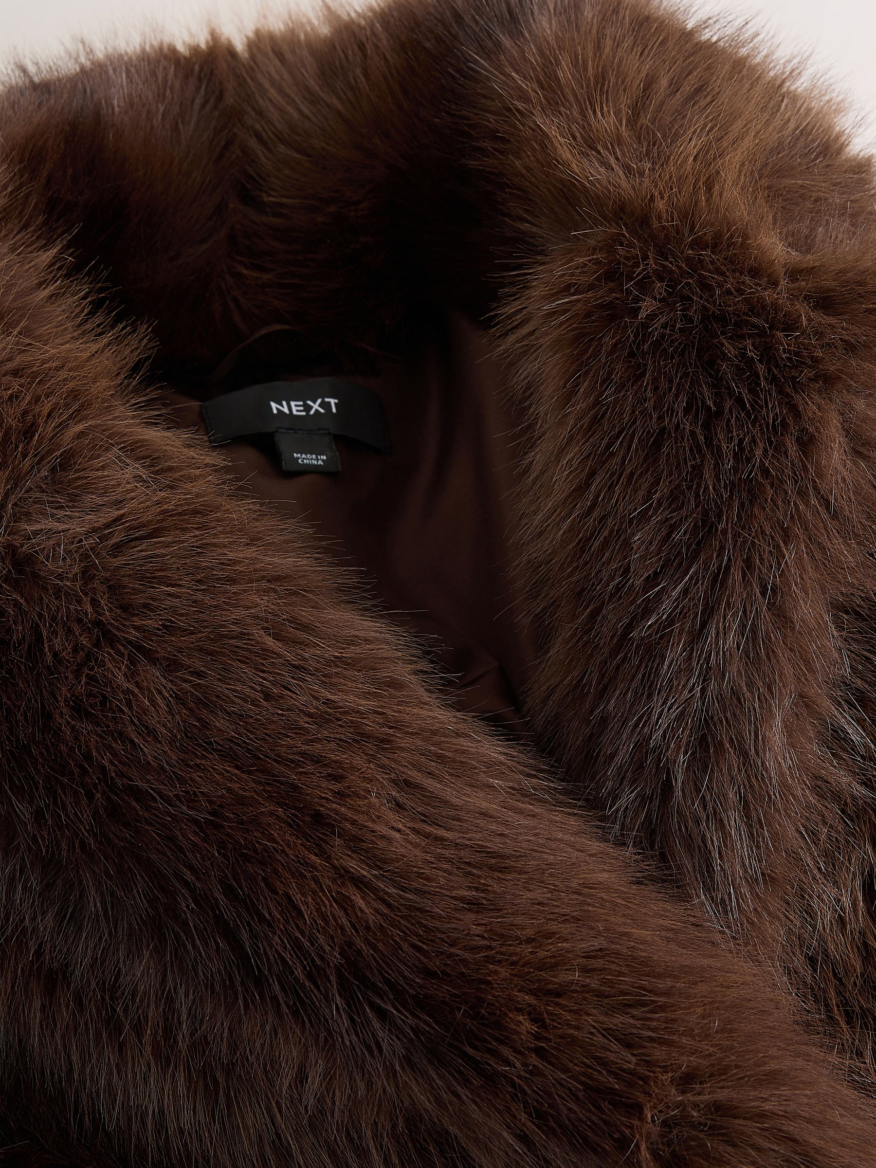 Faux Fur Longline Jacket - Chocolate Brown - Regular - SIP Still Life