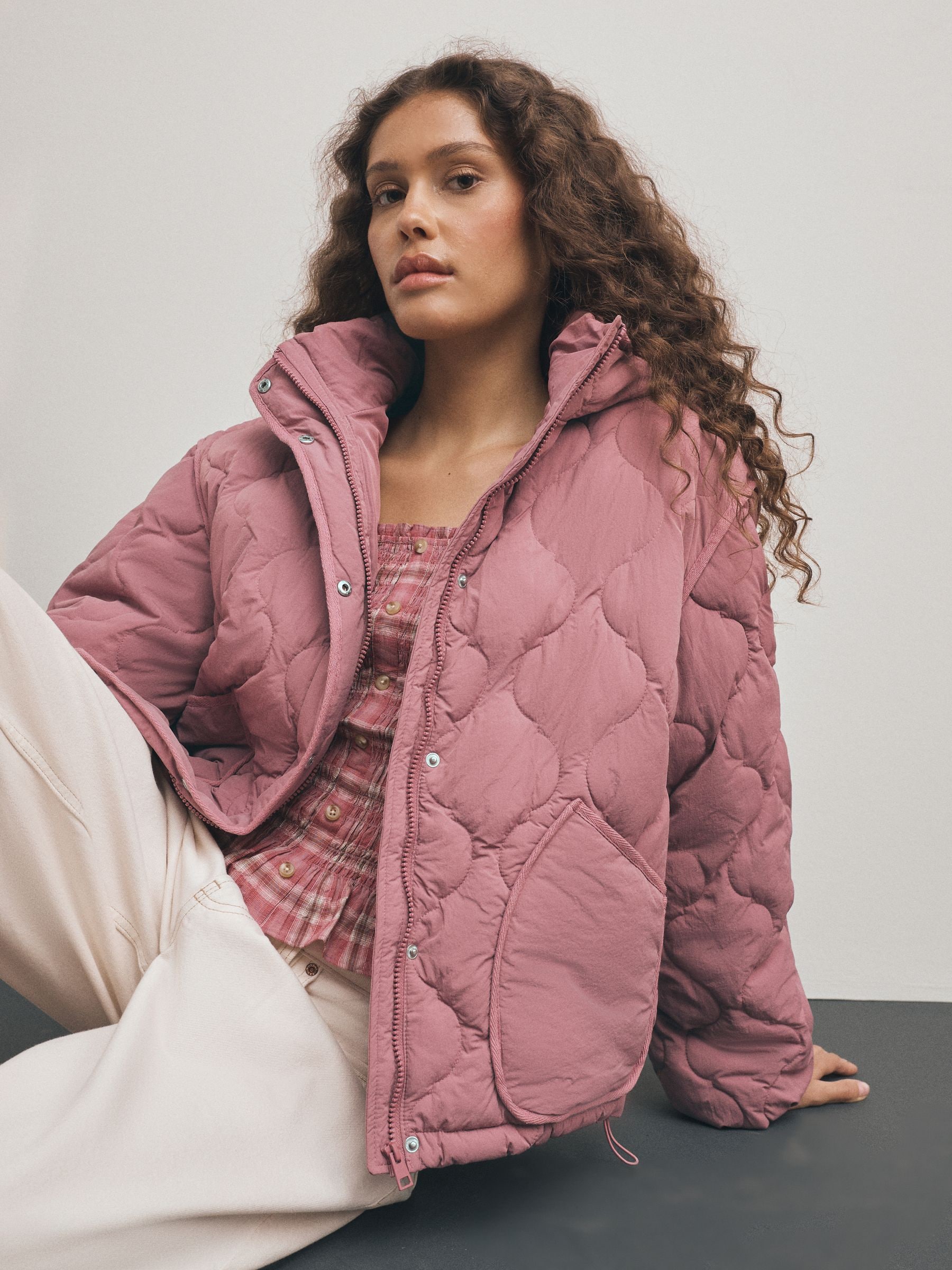 Shower Resistant Lightweight Quilted Jacket - Pink - Regular - SIP Worn