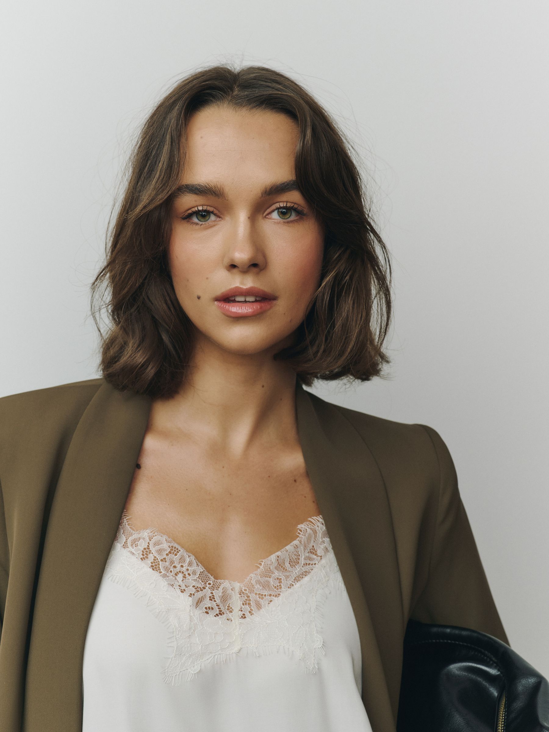 Relaxed Ruched Sleeve Blazer - Olive Green - Regular - SIP Worn