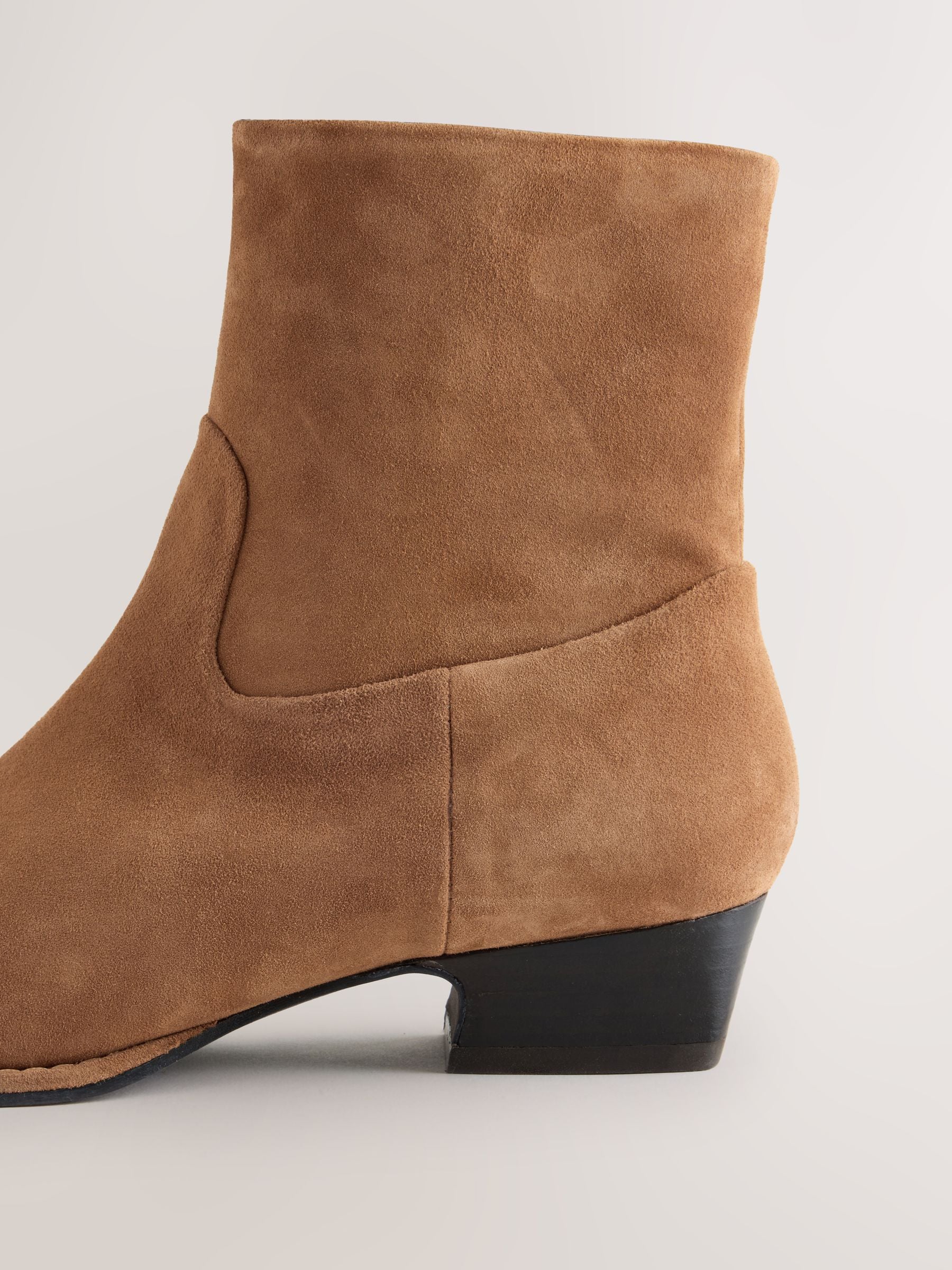 Forever Comfort® Standard/Wide Fit Leather Ankle Western Boots - Tan Brown Suede - Regular - SIP Still Life
