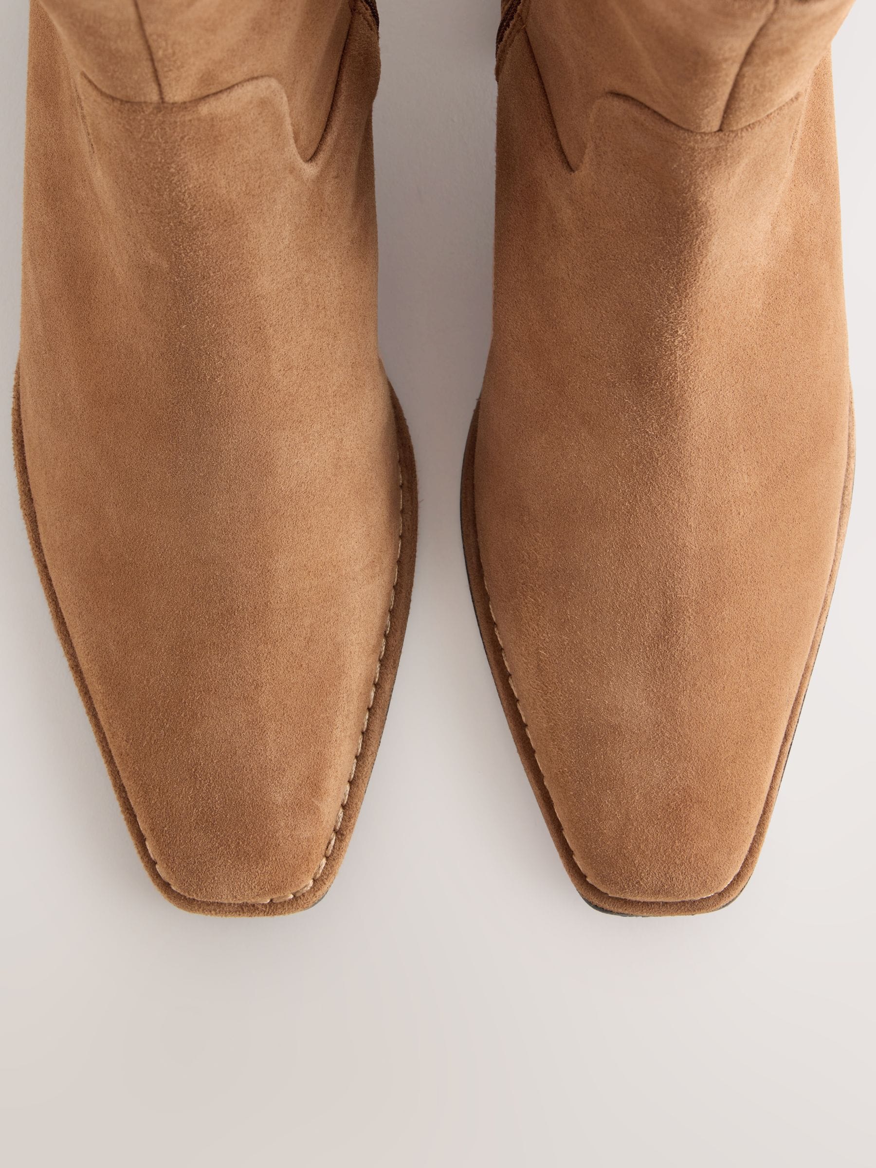 Forever Comfort® Standard/Wide Fit Leather Ankle Western Boots - Tan Brown Suede - Regular - SIP Still Life