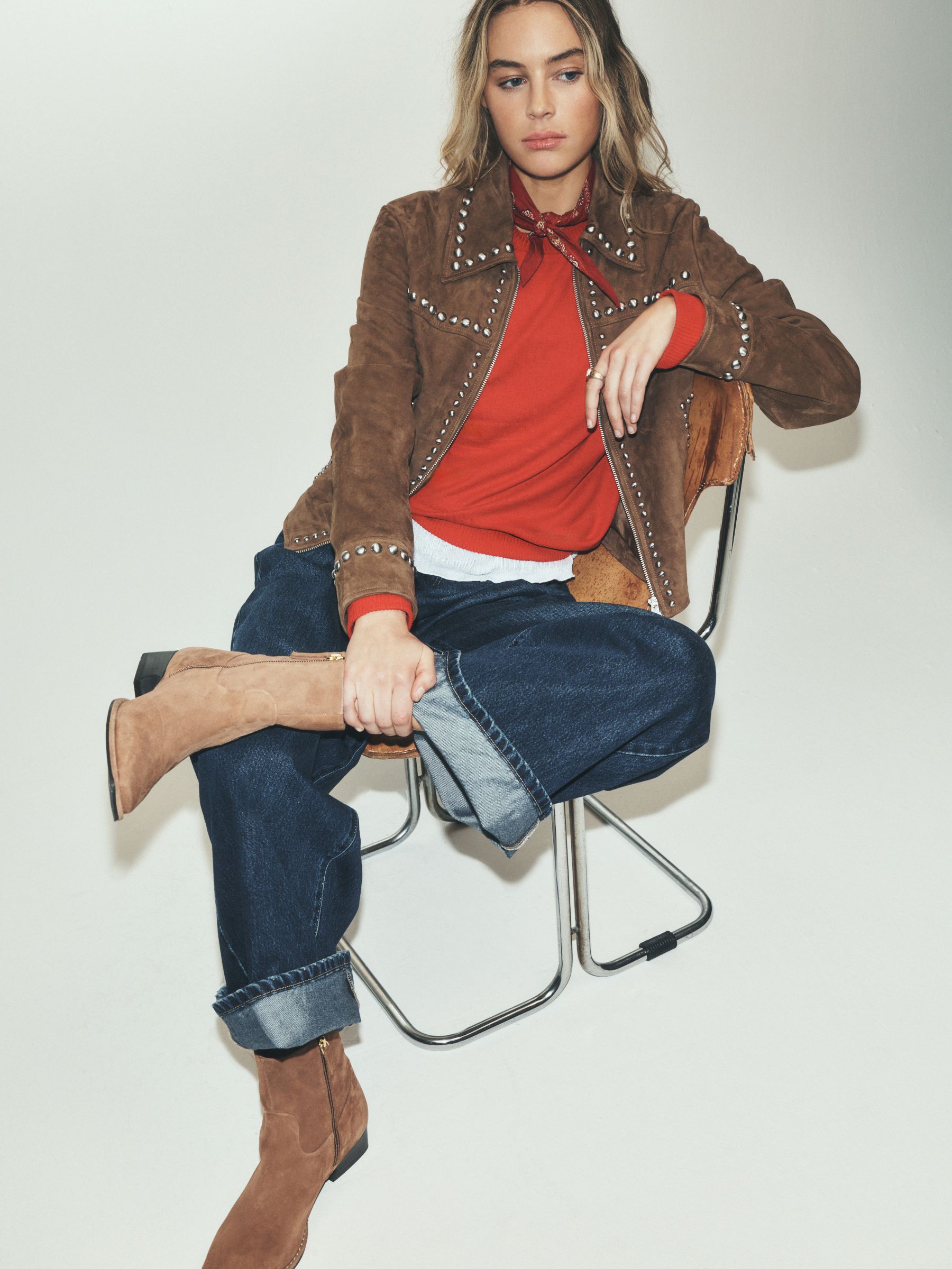 Forever Comfort® Standard/Wide Fit Leather Ankle Western Boots - Tan Brown Suede - Regular - SIP Worn