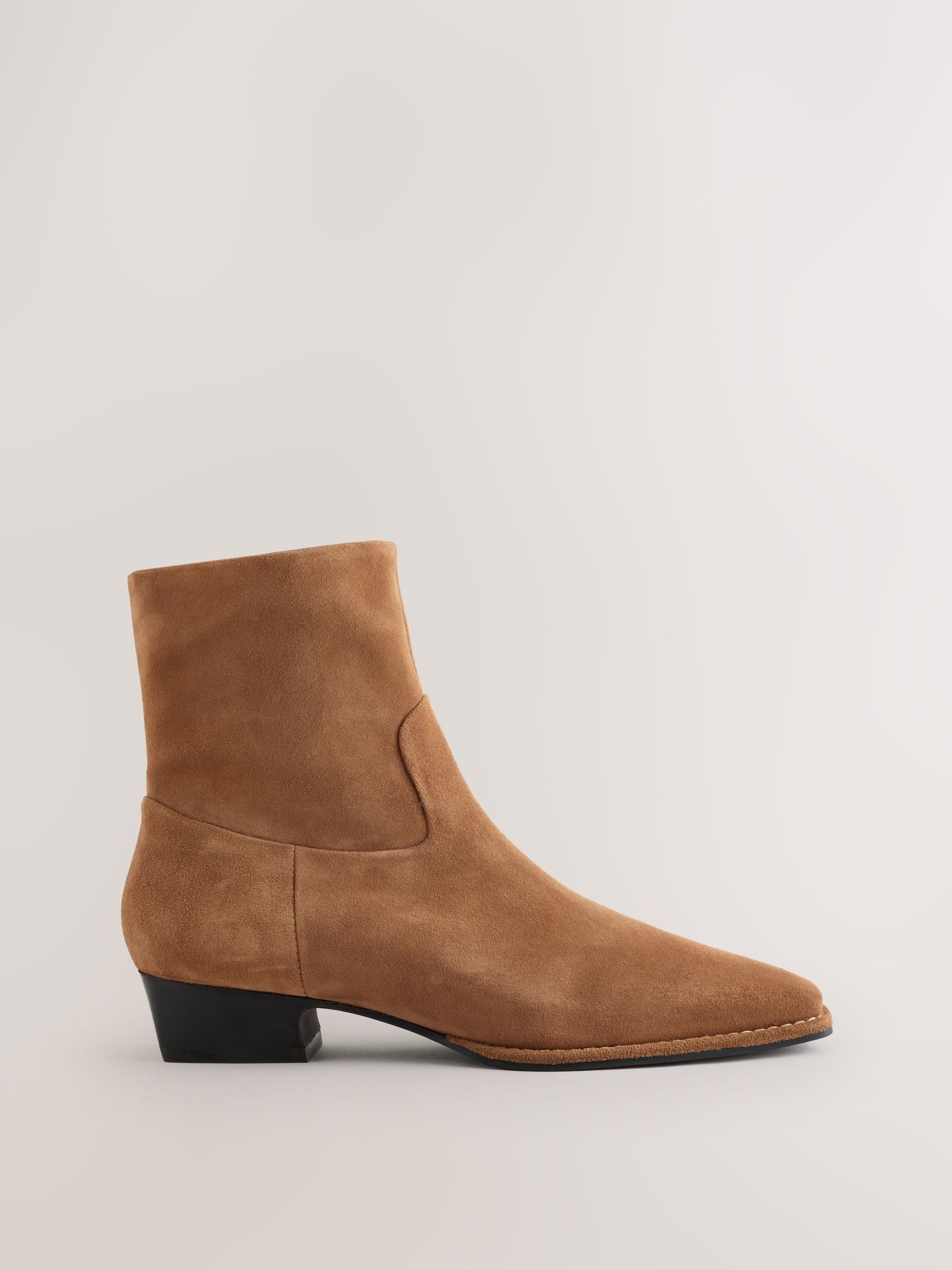 Forever Comfort® Standard/Wide Fit Leather Ankle Western Boots - Tan Brown Suede - Regular - SIP Still Life