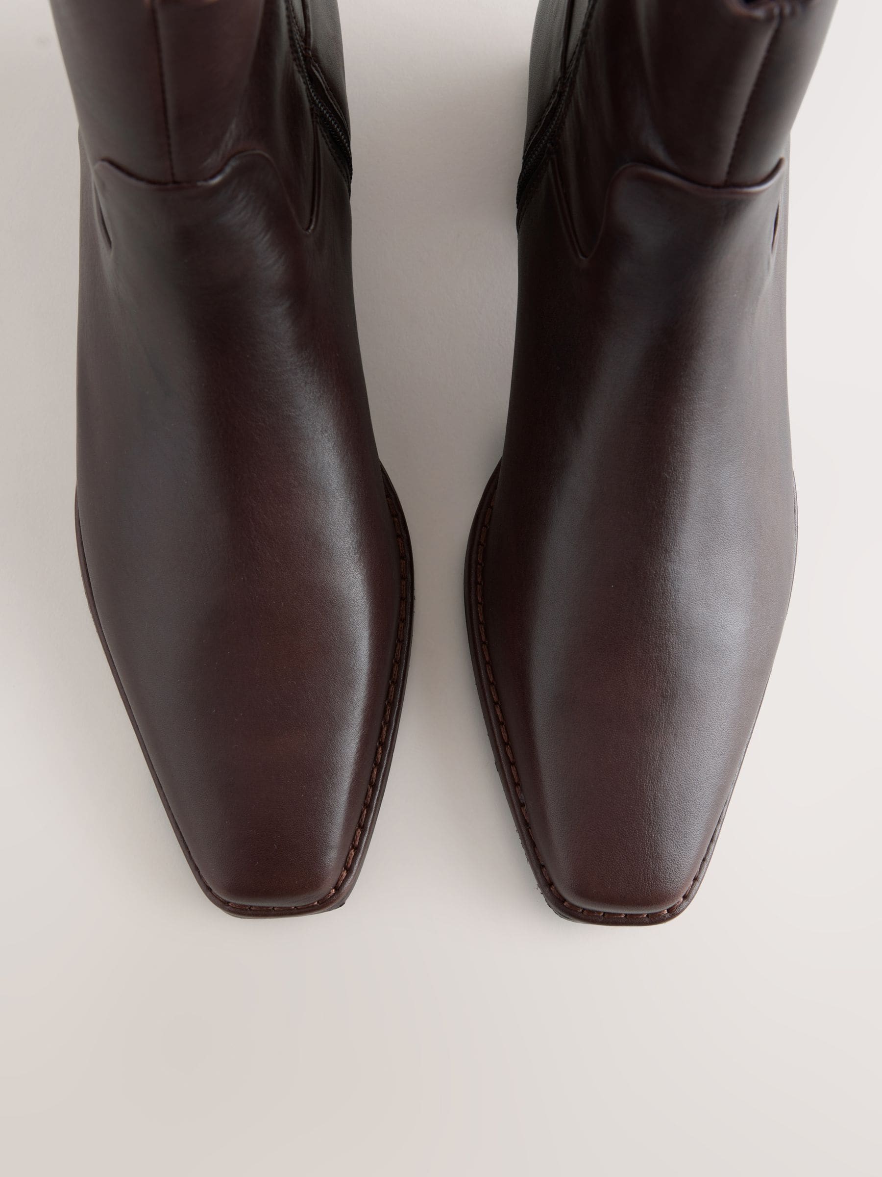 Forever Comfort® Standard/Wide Fit Leather Ankle Western Boots - Chocolate Brown - Regular - SIP Still Life