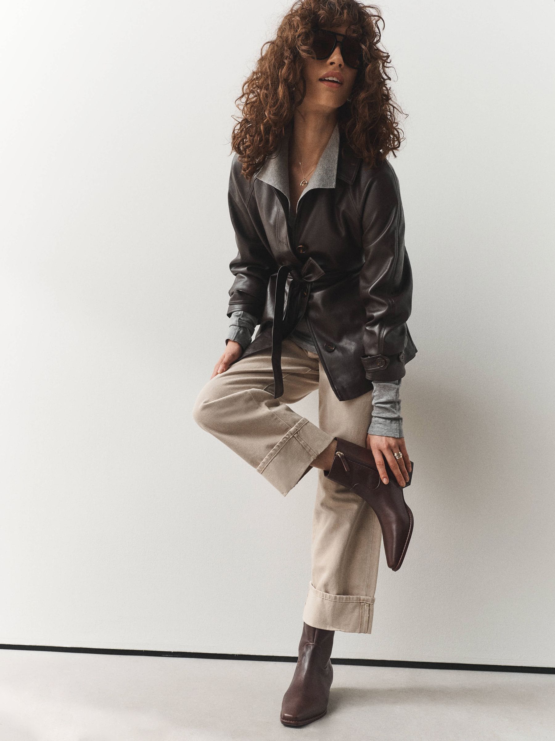 Forever Comfort® Standard/Wide Fit Leather Ankle Western Boots - Chocolate Brown - Regular - SIP Worn