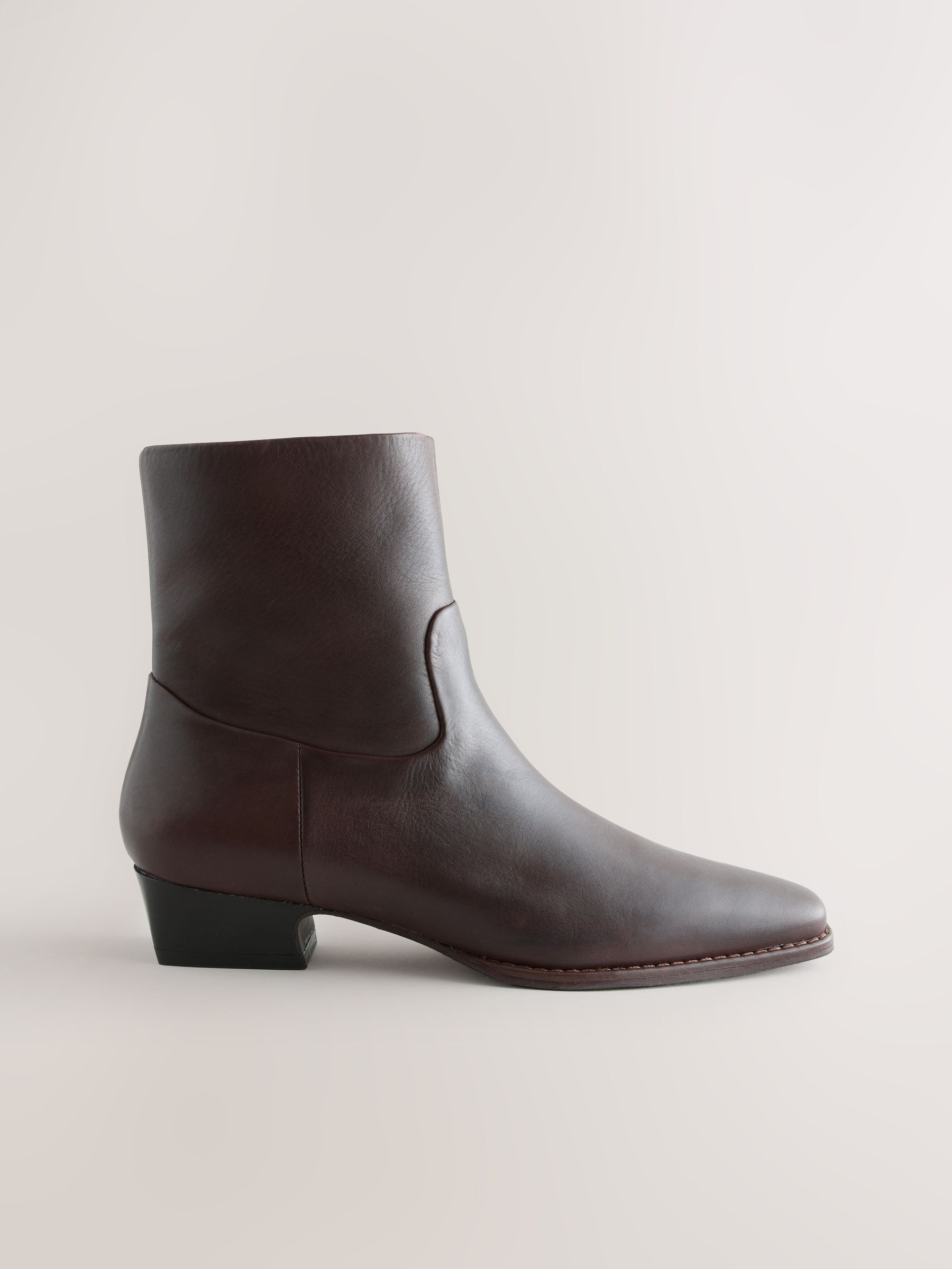 Forever Comfort® Standard/Wide Fit Leather Ankle Western Boots - Chocolate Brown - Regular - SIP Worn