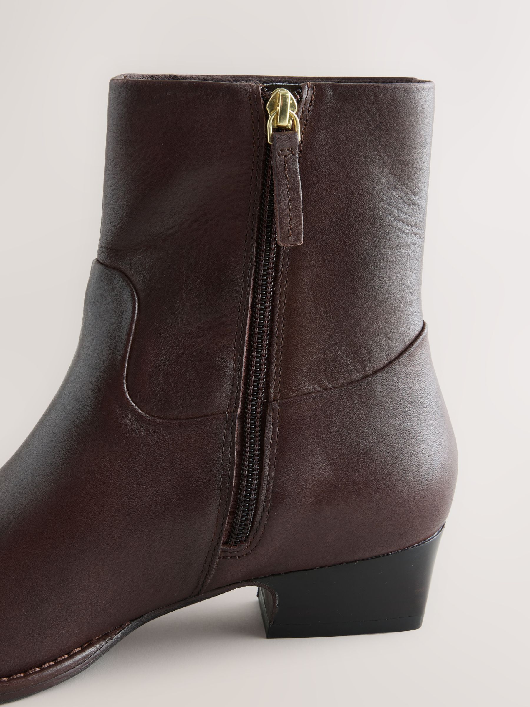 Forever Comfort® Standard/Wide Fit Leather Ankle Western Boots - Chocolate Brown - Regular - SIP Still Life