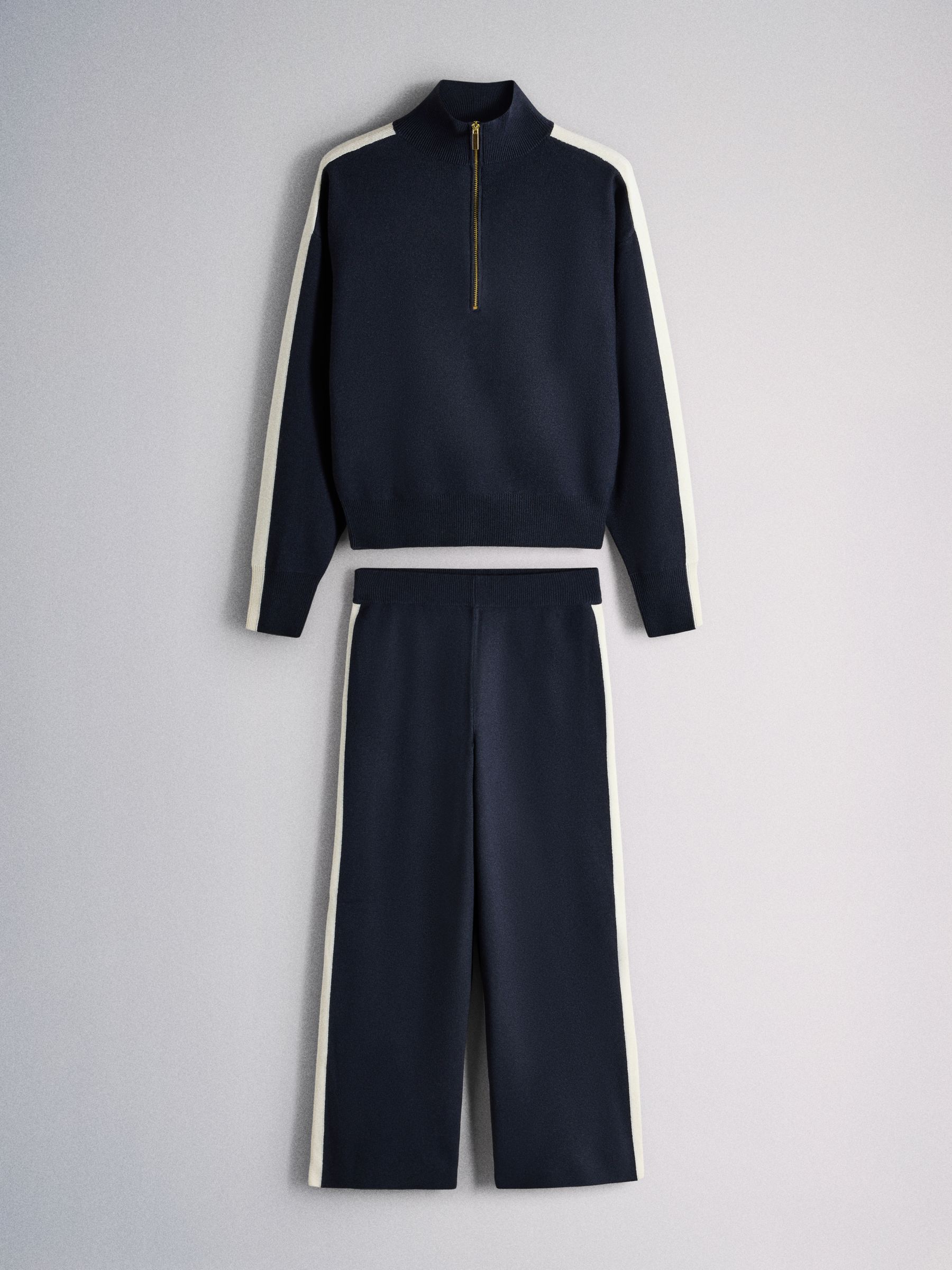 The Set Jumper and Joggers Co-Ord Set With Side Stripe Tipping - Navy Blue - Regular - SIP Still Life