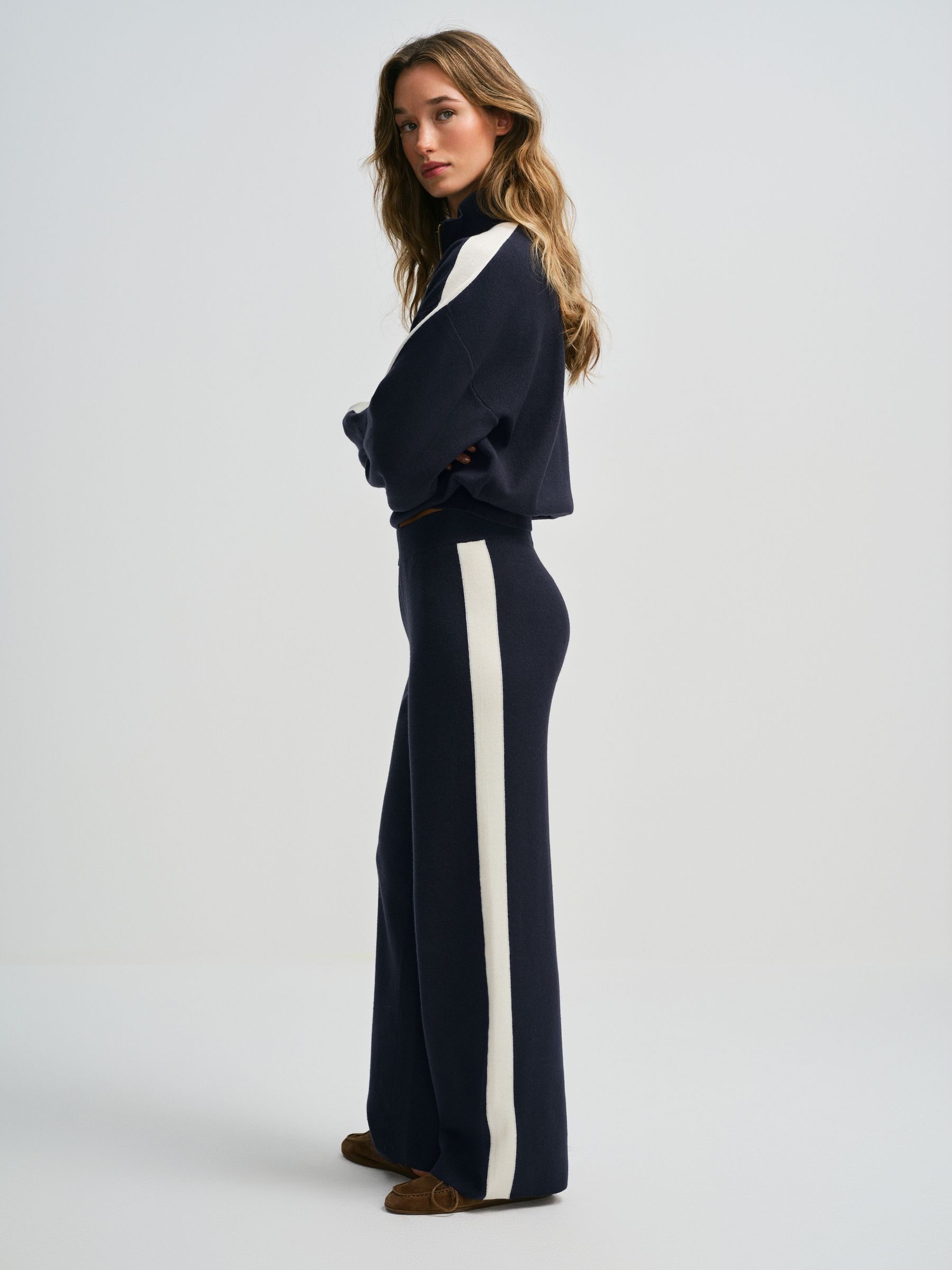 The Set Jumper and Joggers Co-Ord Set With Side Stripe Tipping - Navy Blue - Regular - SIP Worn