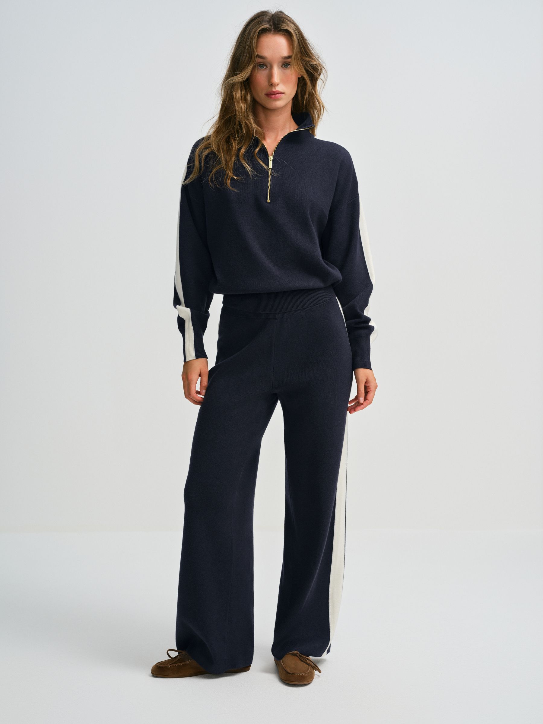 The Set Jumper and Joggers Co-Ord Set With Side Stripe Tipping - Navy Blue - Regular - SIP Worn