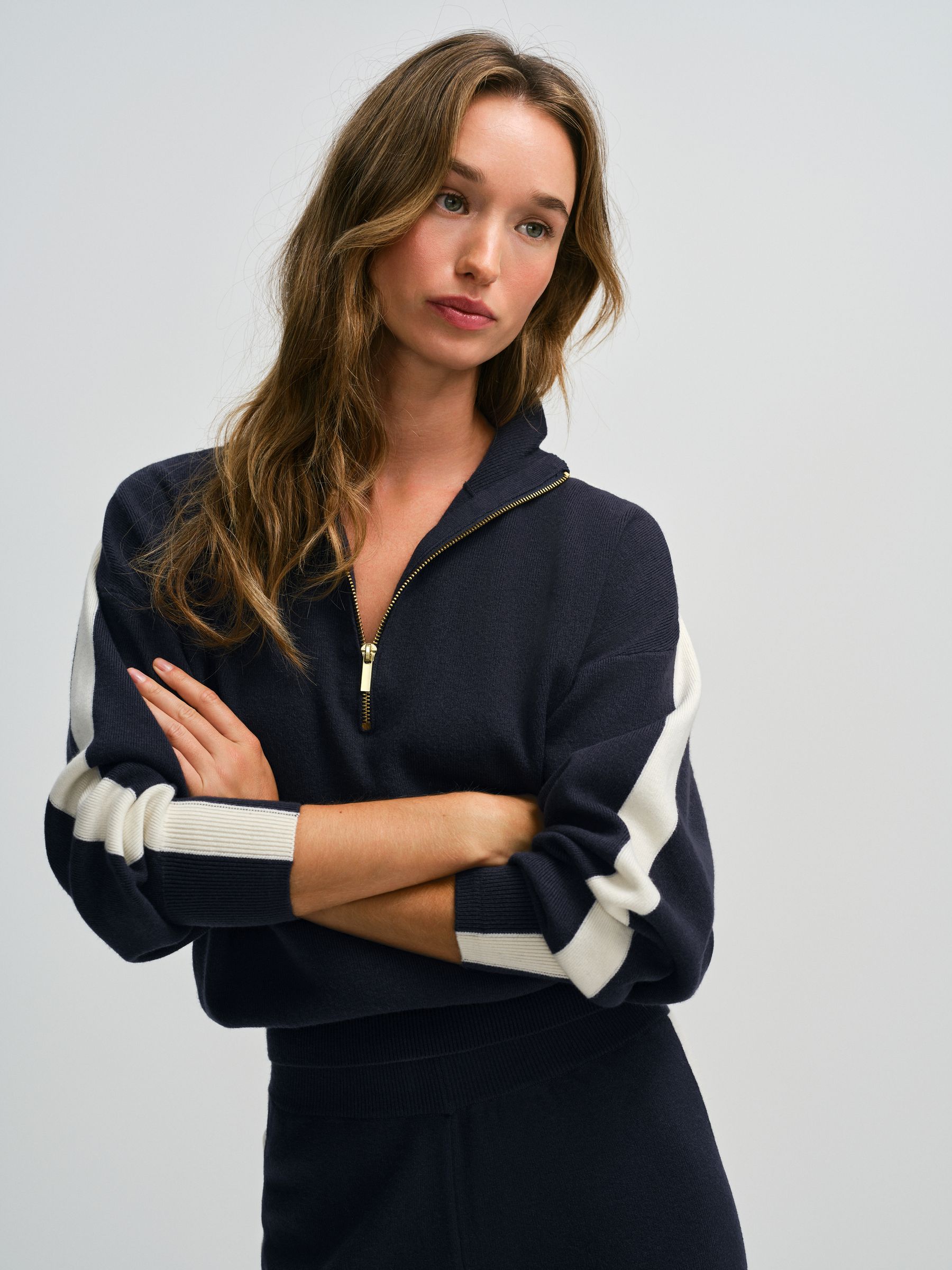 The Set Jumper and Joggers Co-Ord Set With Side Stripe Tipping - Navy Blue - Regular - SIP Worn