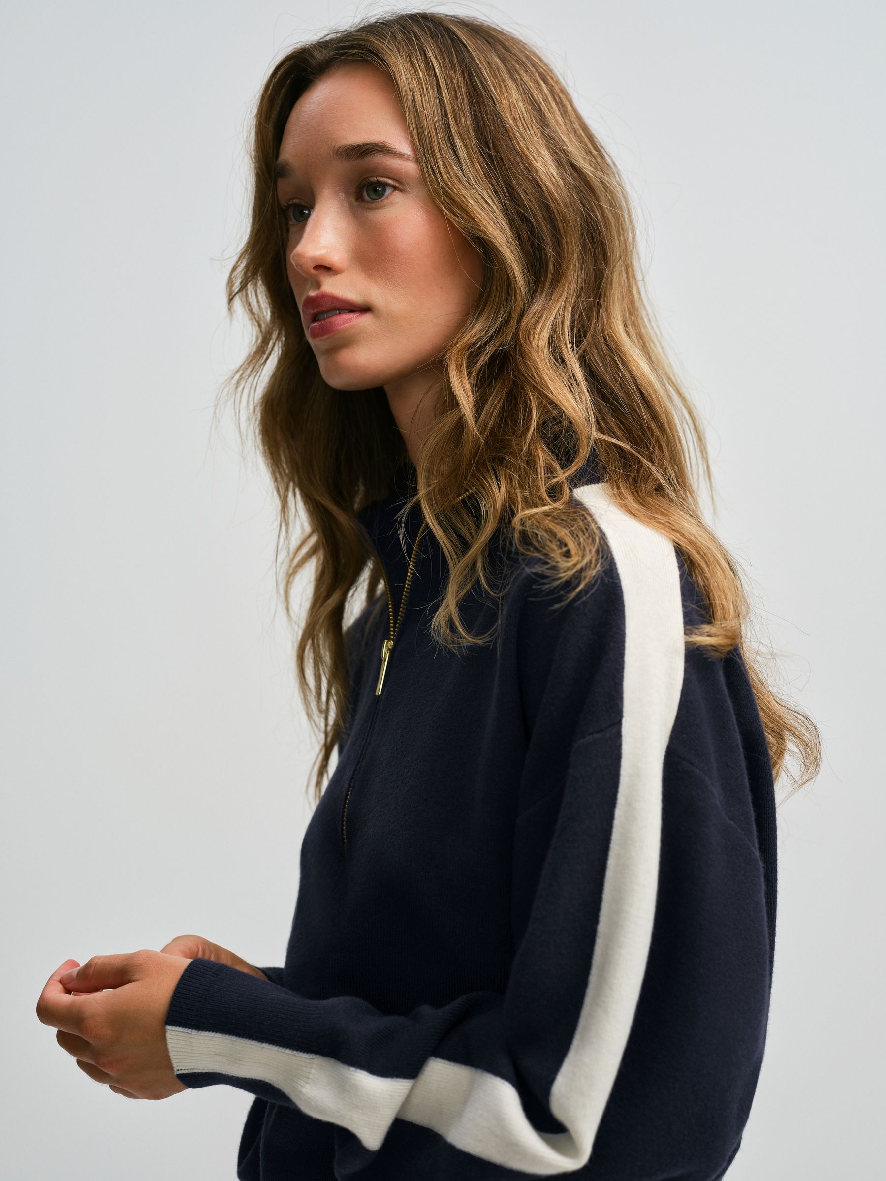 The Set Jumper and Joggers Co-Ord Set With Side Stripe Tipping - Navy Blue - Regular - SIP Worn
