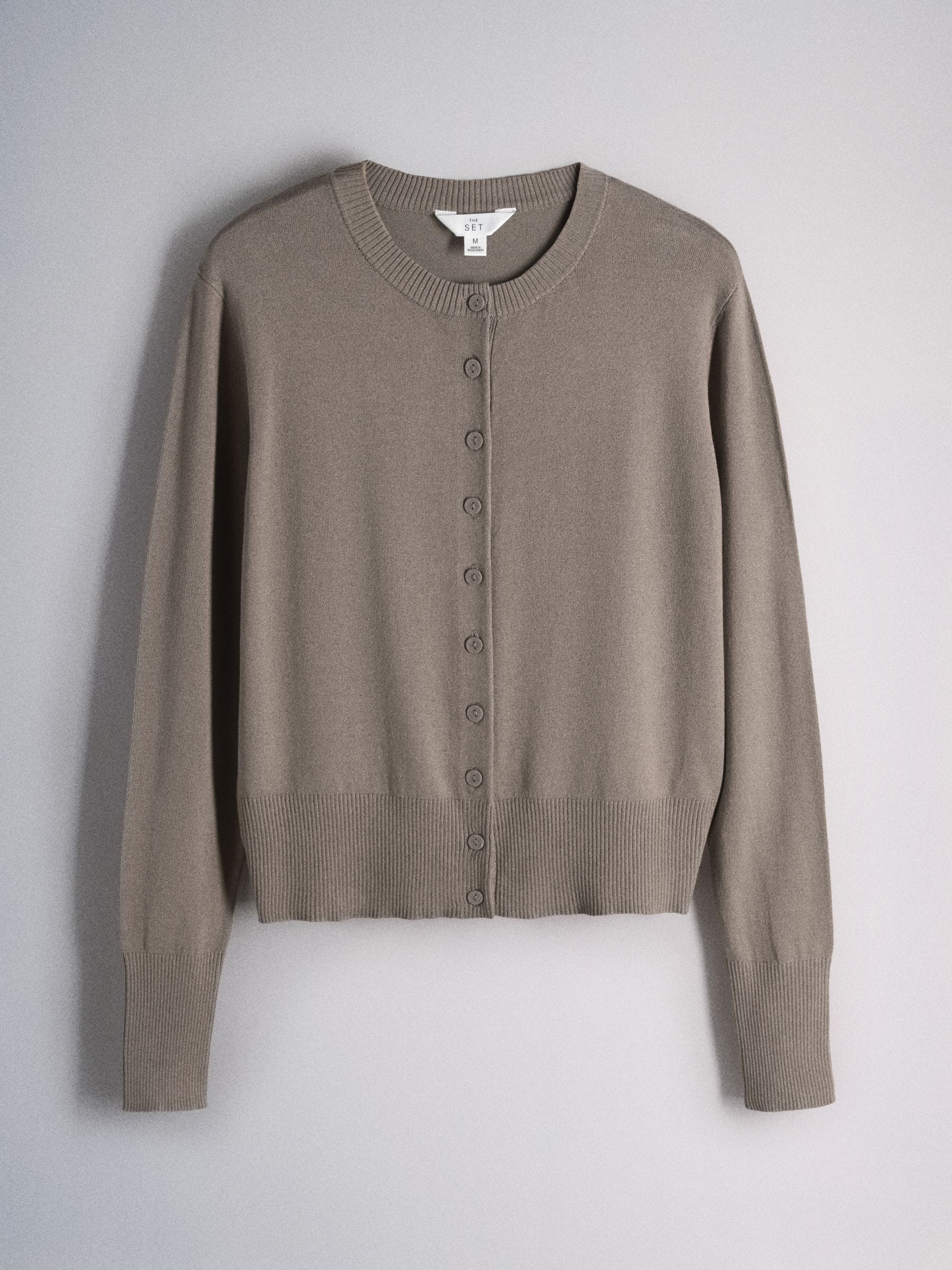 The Set 4 Pack Fine Knit Button Through Cardigan - Black/Chocolate Brown/Cinder Brown/Cream - Regular - SIP Still Life