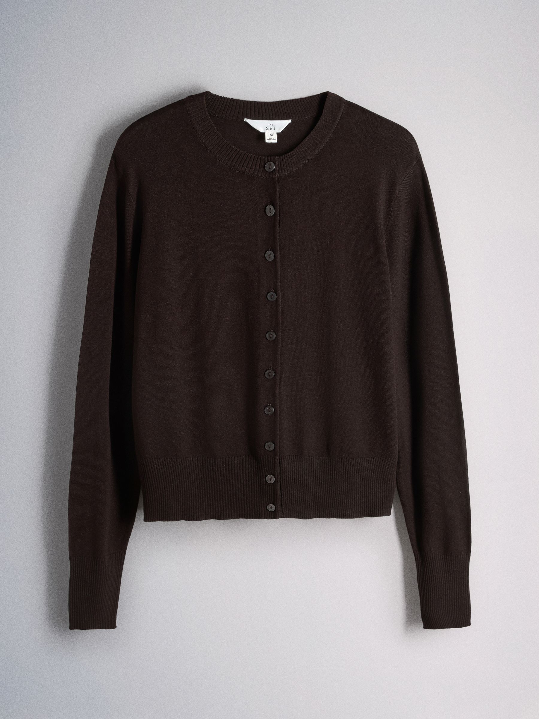 The Set 4 Pack Fine Knit Button Through Cardigan - Black/Chocolate Brown/Cinder Brown/Cream - Regular - SIP Still Life