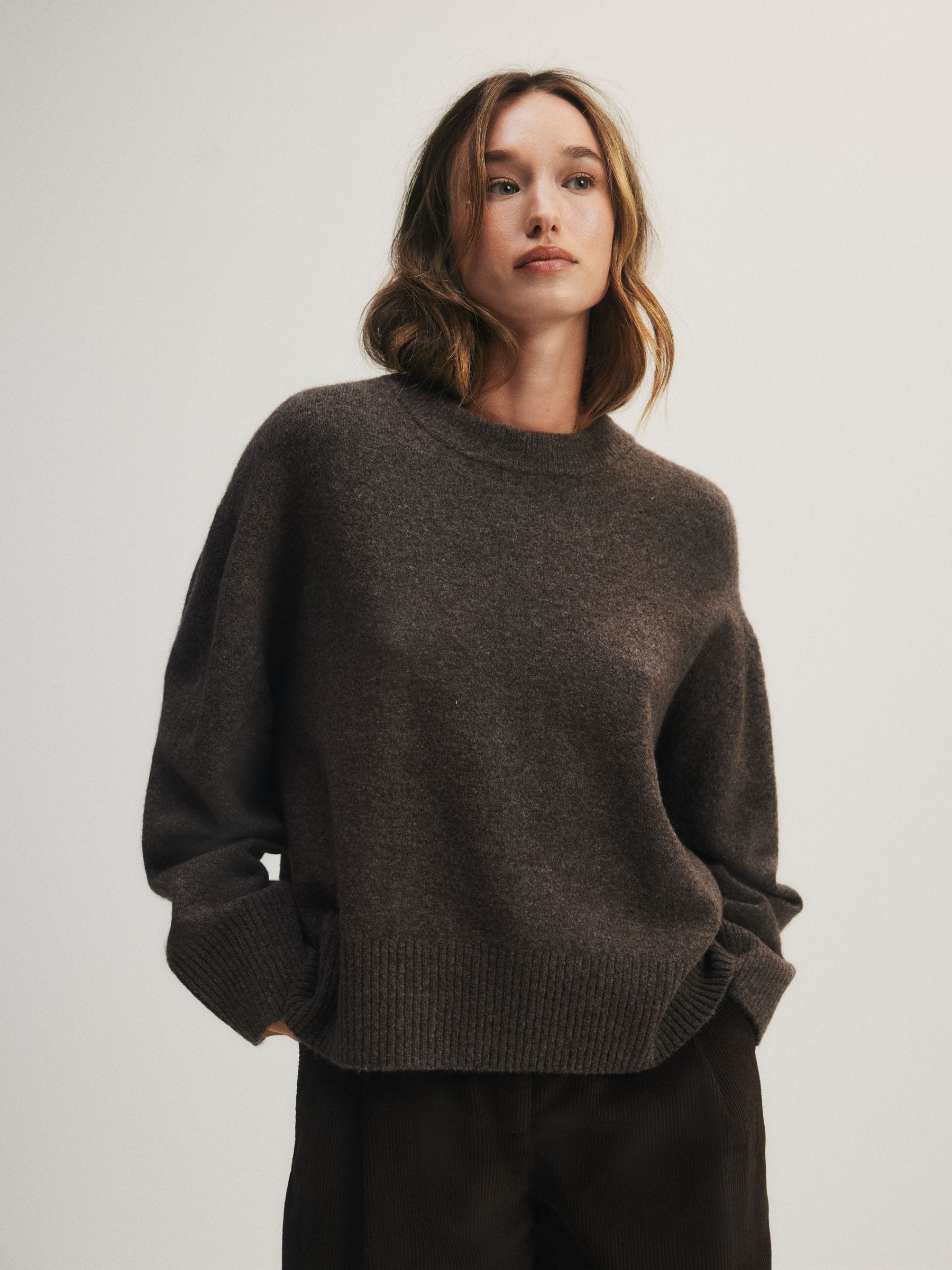 The Set 3 Pack Crew Neck Jumpers - Cream/Taupe Brown/Chocolate Brown - Regular - SIP Still Life