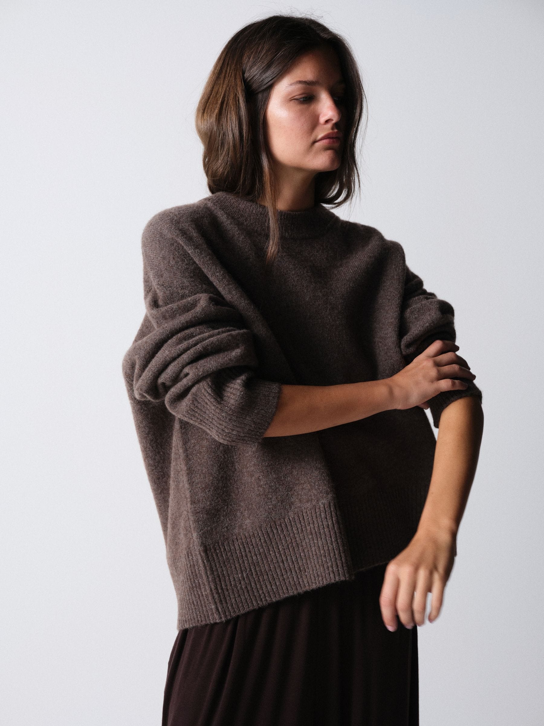 The Set 3 Pack Crew Neck Jumpers - Cream/Taupe Brown/Chocolate Brown - Regular - SIP Worn