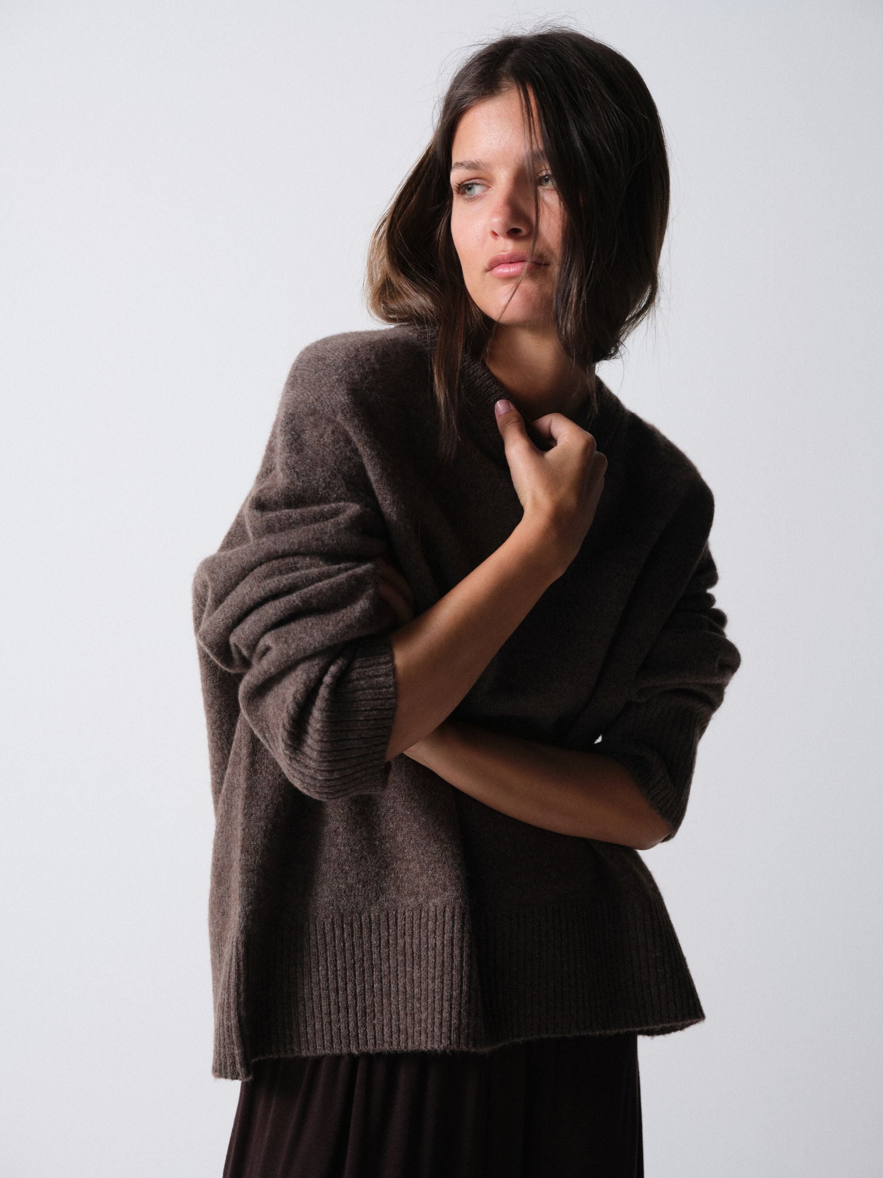 The Set 3 Pack Crew Neck Jumpers - Cream/Taupe Brown/Chocolate Brown - Regular - SIP Worn