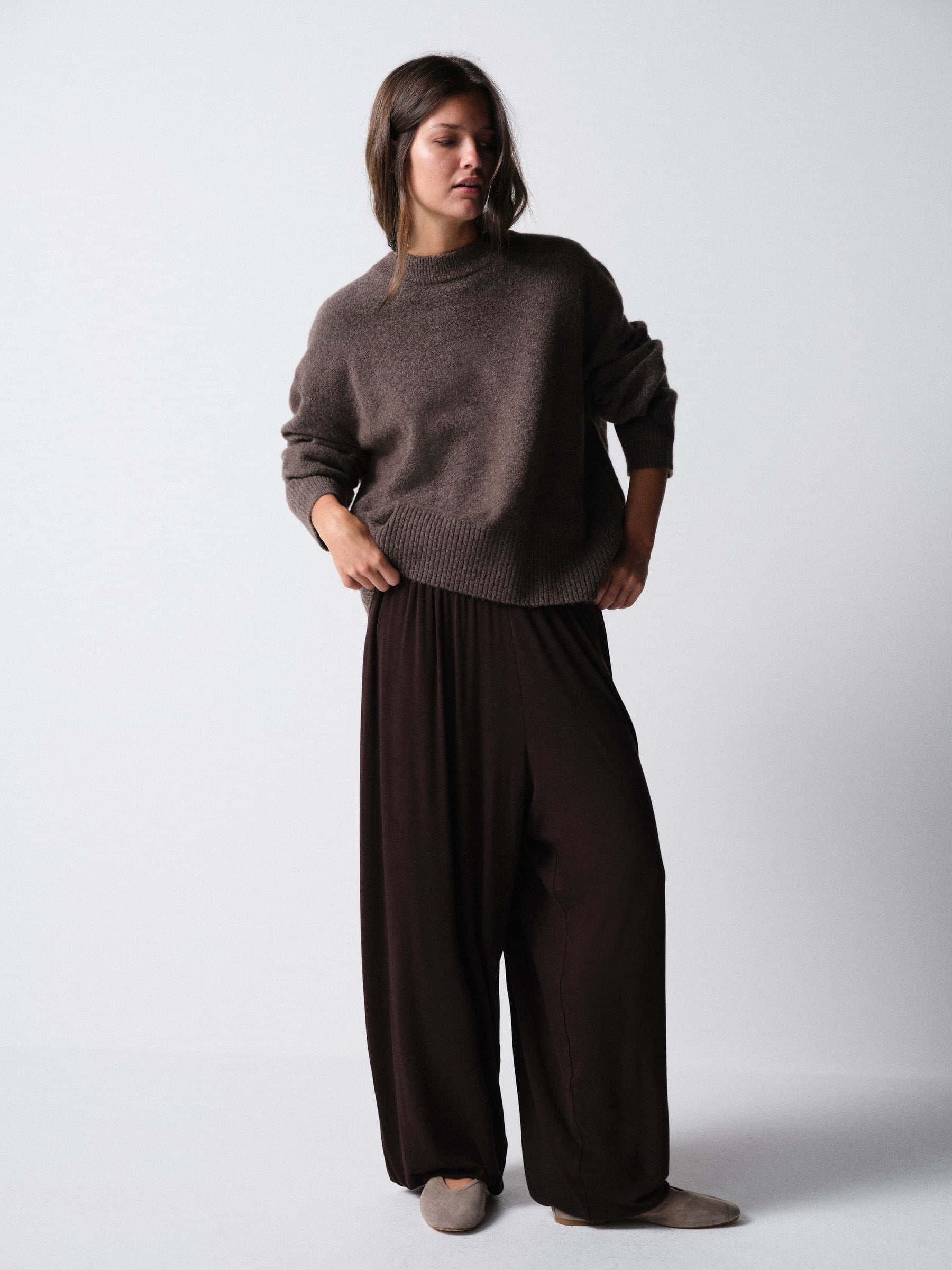The Set 3 Pack Crew Neck Jumpers - Cream/Taupe Brown/Chocolate Brown - Regular - SIP Worn