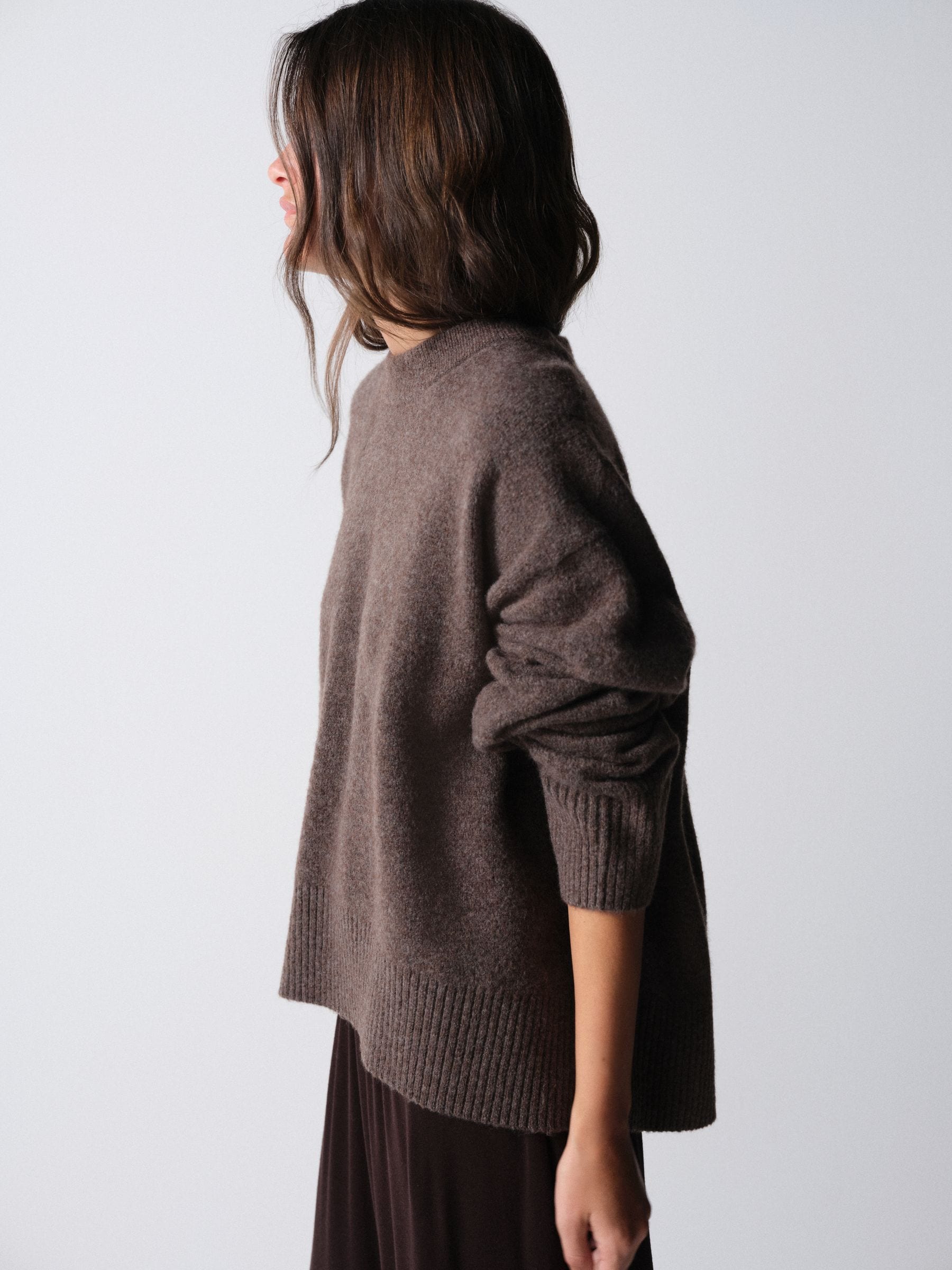 The Set 3 Pack Crew Neck Jumpers - Cream/Taupe Brown/Chocolate Brown - Regular - SIP Still Life