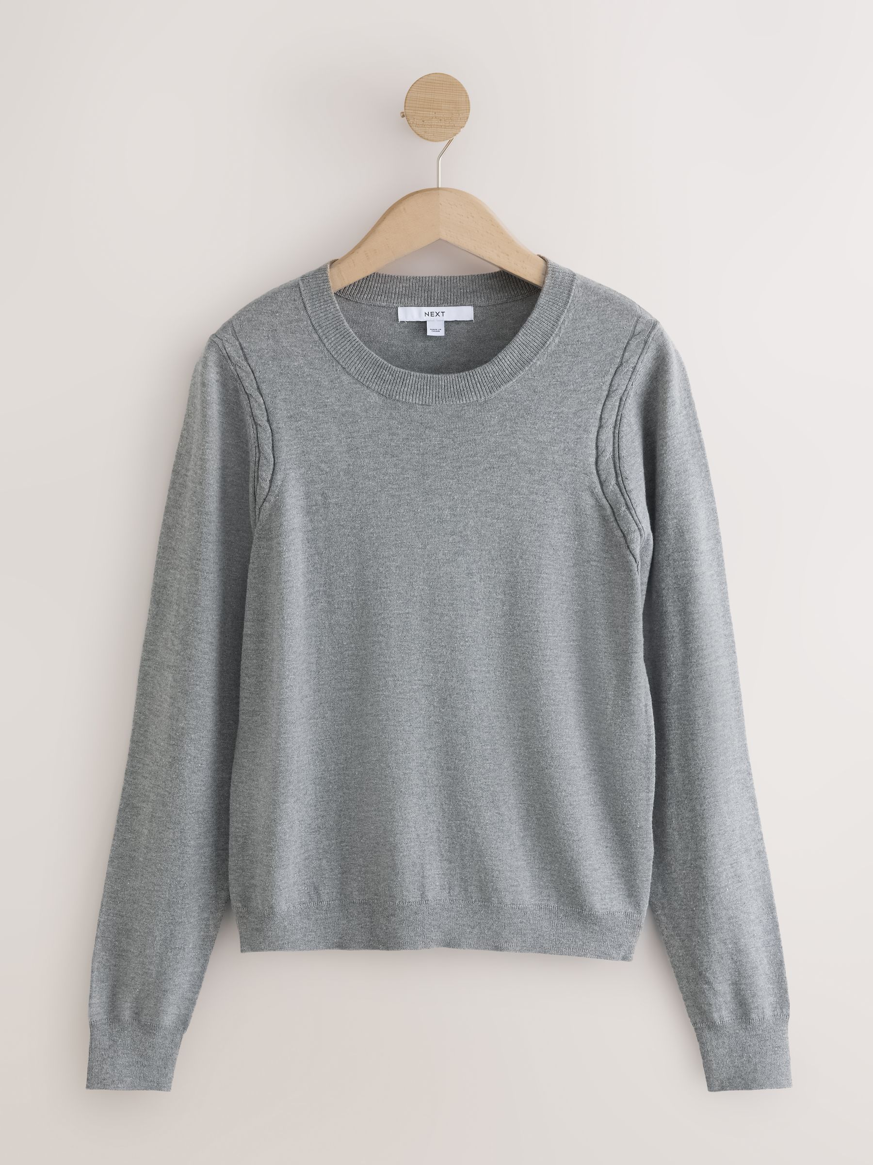 Cotton Rich Soft Touch Long Sleeve Crew Neck Jumper - Grey - Regular - SIP Still Life