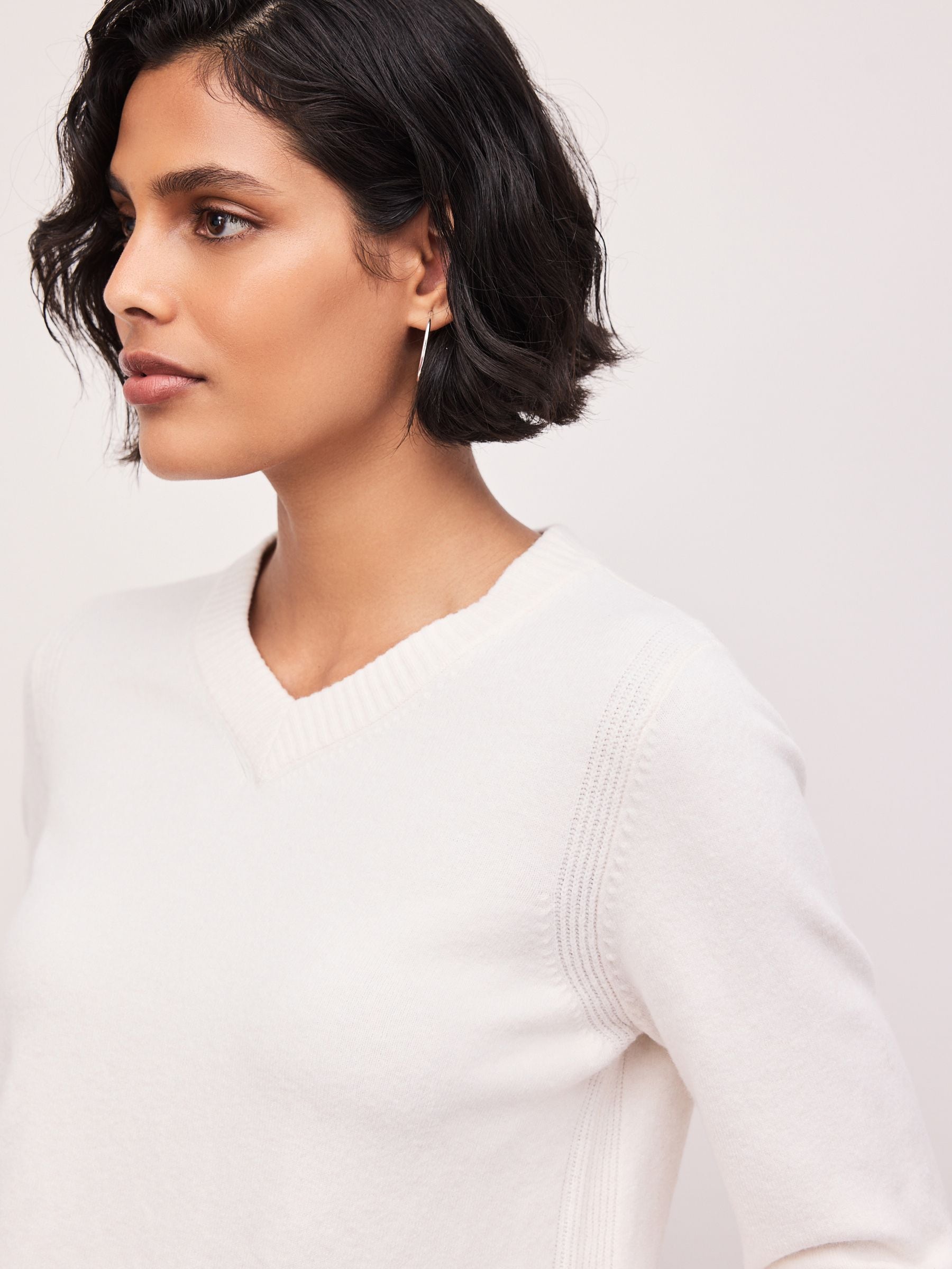 Supersoft V-Neck Long Sleeve Jumper - Ecru - Regular - Location Worn
