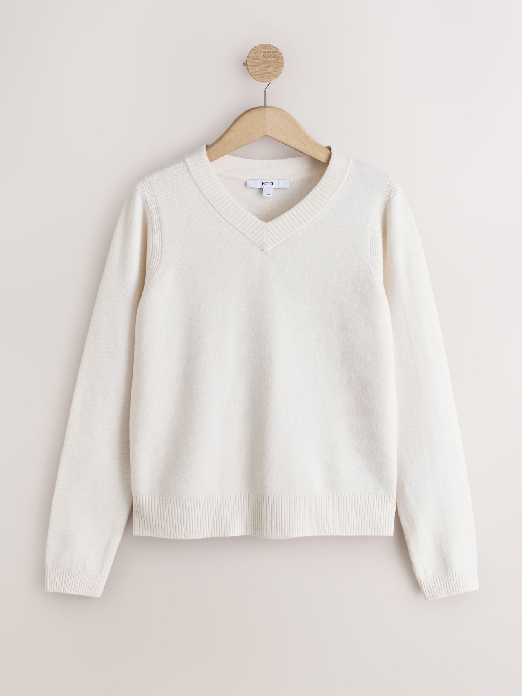 Supersoft V-Neck Long Sleeve Jumper - Ecru - Regular - SIP Still Life