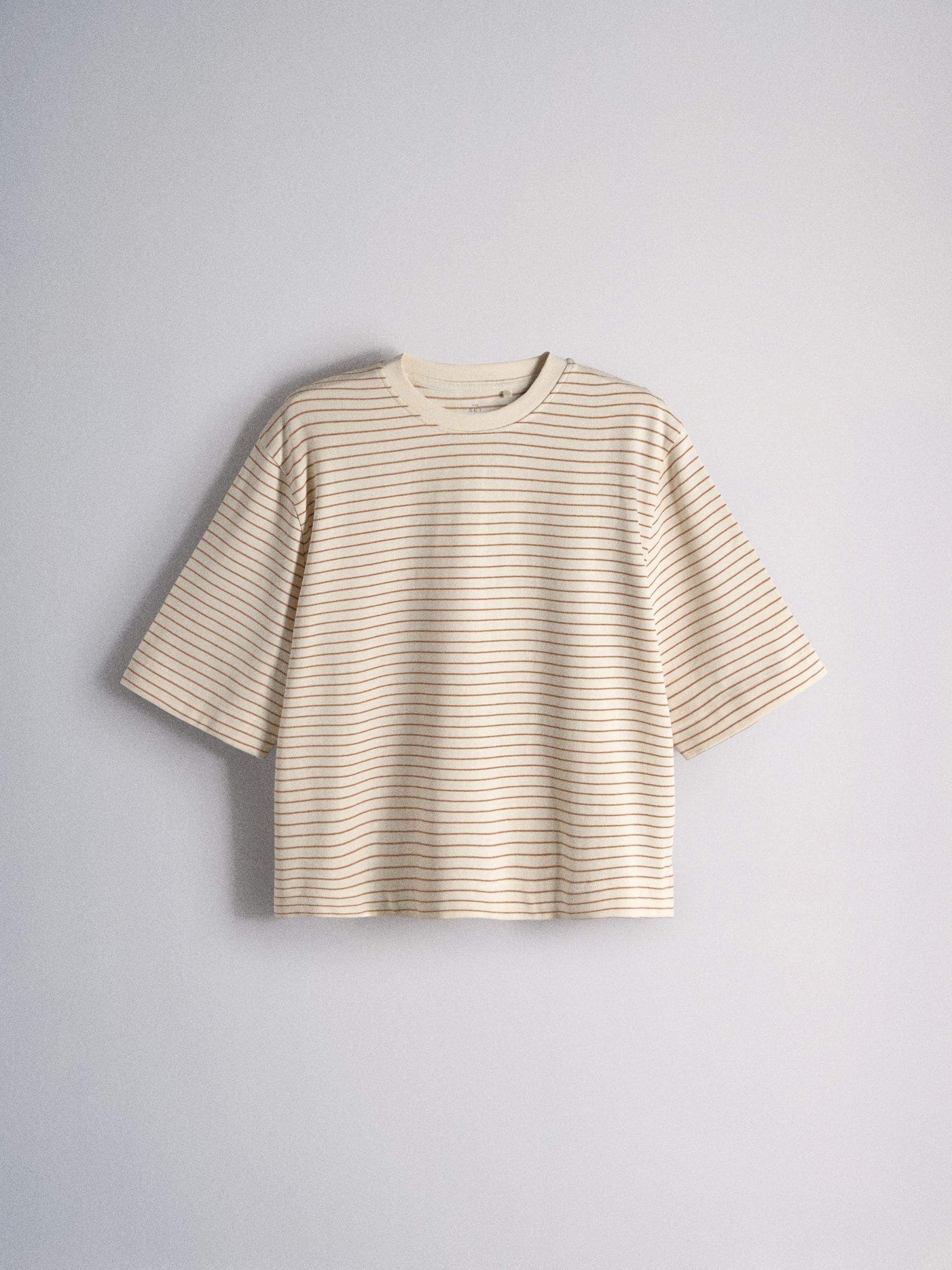 The Set 5 Pack Heavyweight Relaxed Short Sleeve T-Shirts - Navy/Brown/Stripe/White - Regular - SIP Still Life