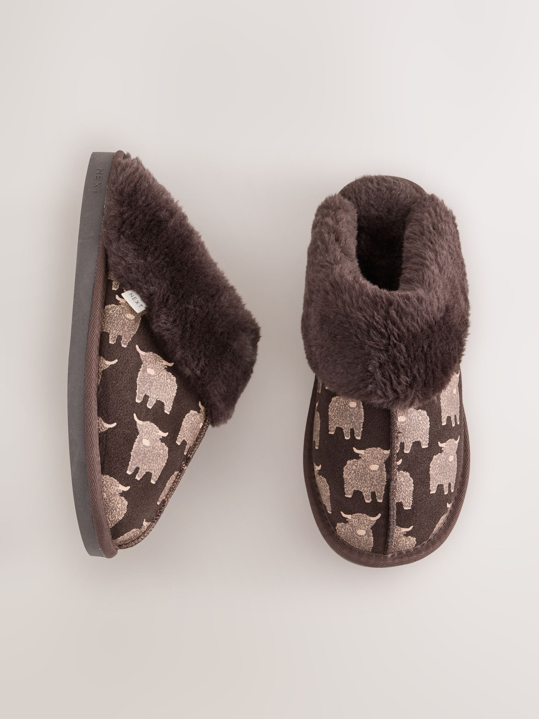 Faux Fur Lined Suede Mule Slippers - Chocolate Brown Hamish - Regular - SIP Still Life