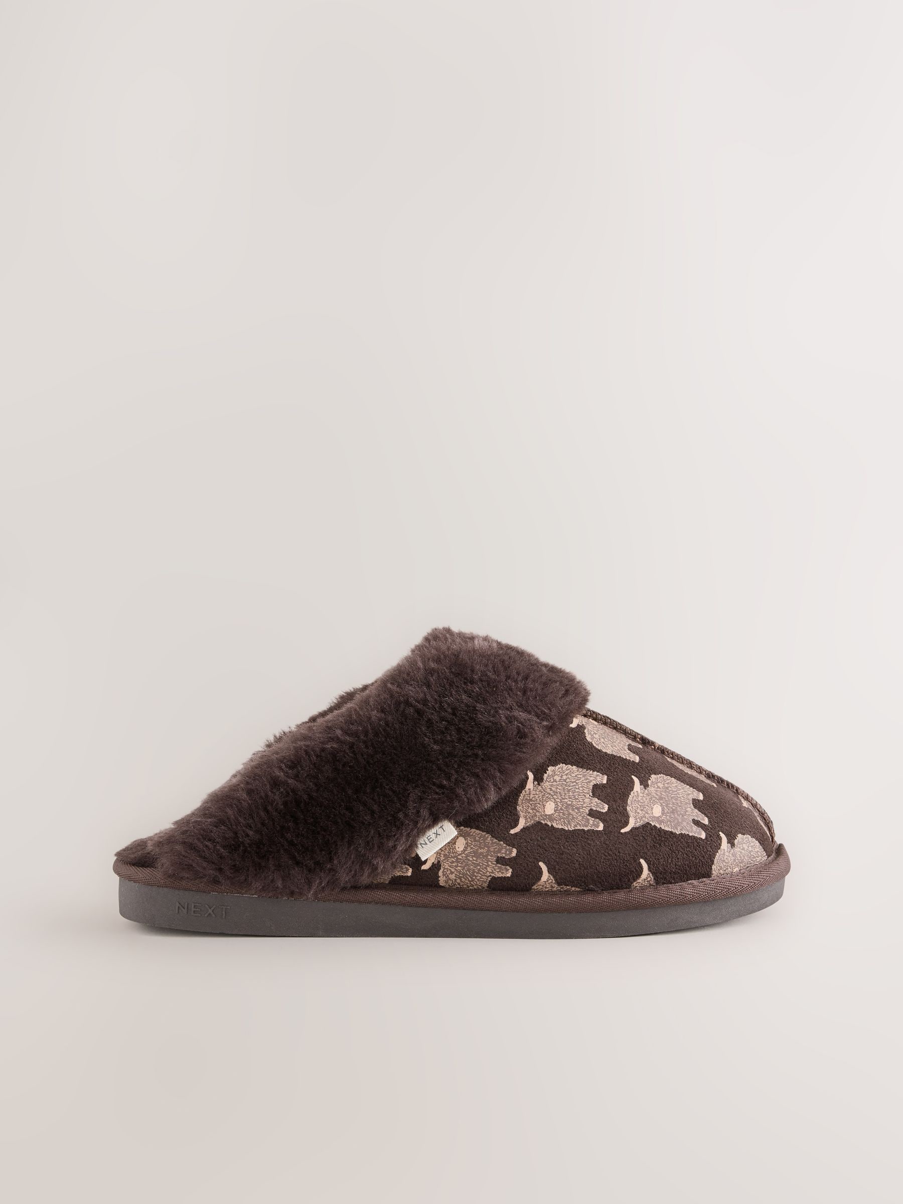 Faux Fur Lined Suede Mule Slippers - Chocolate Brown Hamish - Regular - SIP Still Life