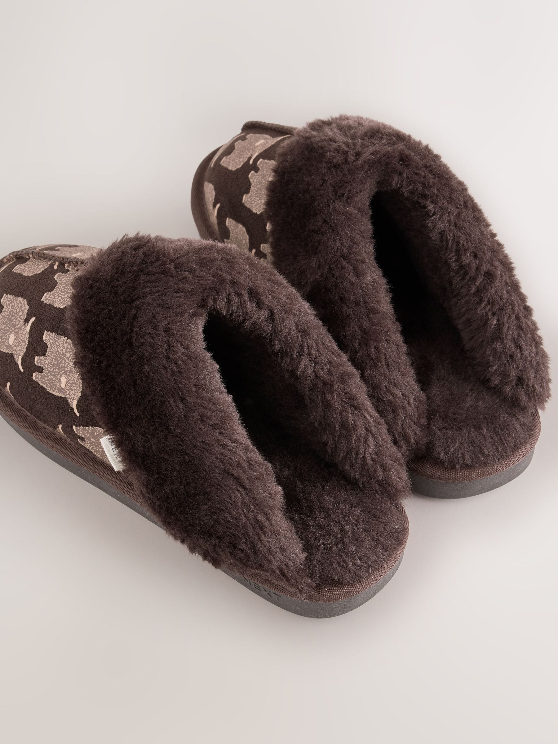 Faux Fur Lined Suede Mule Slippers - Chocolate Brown Hamish - Regular - SIP Still Life