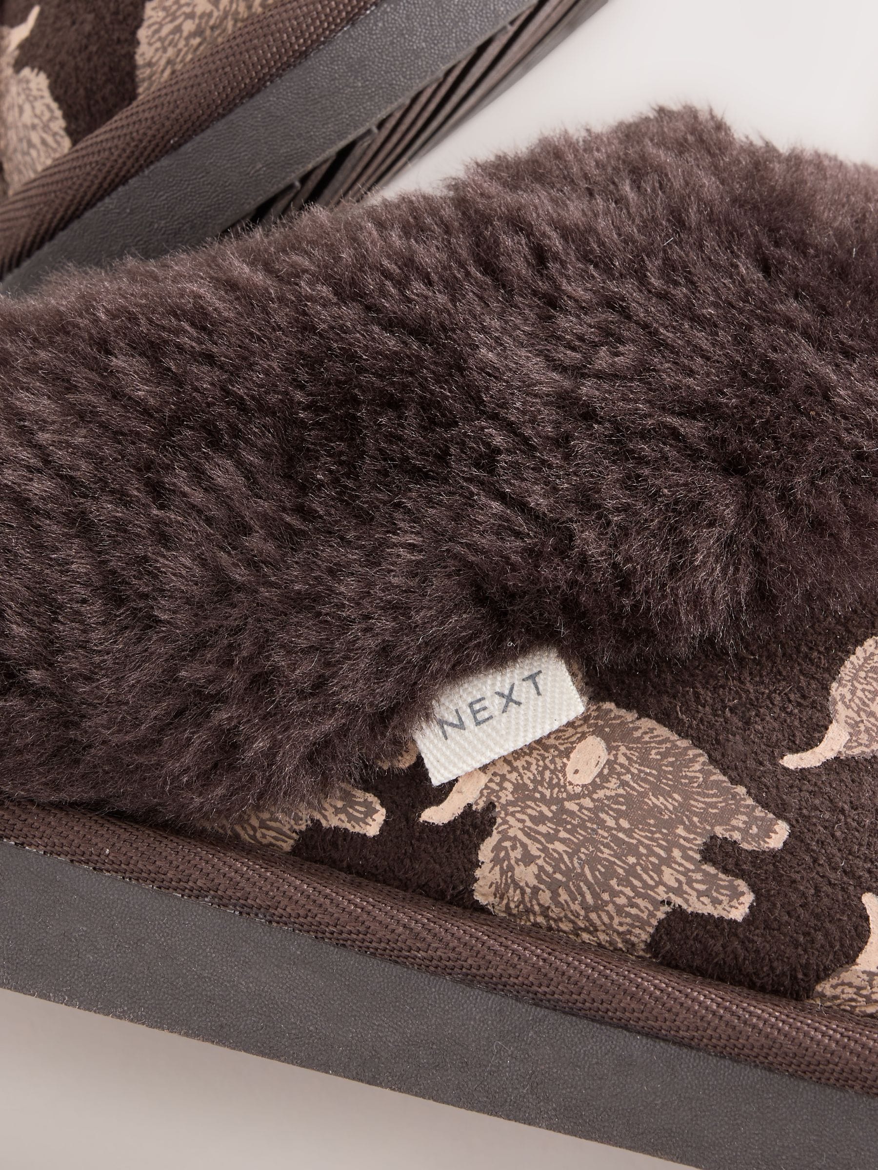 Faux Fur Lined Suede Mule Slippers - Chocolate Brown Hamish - Regular - SIP Still Life
