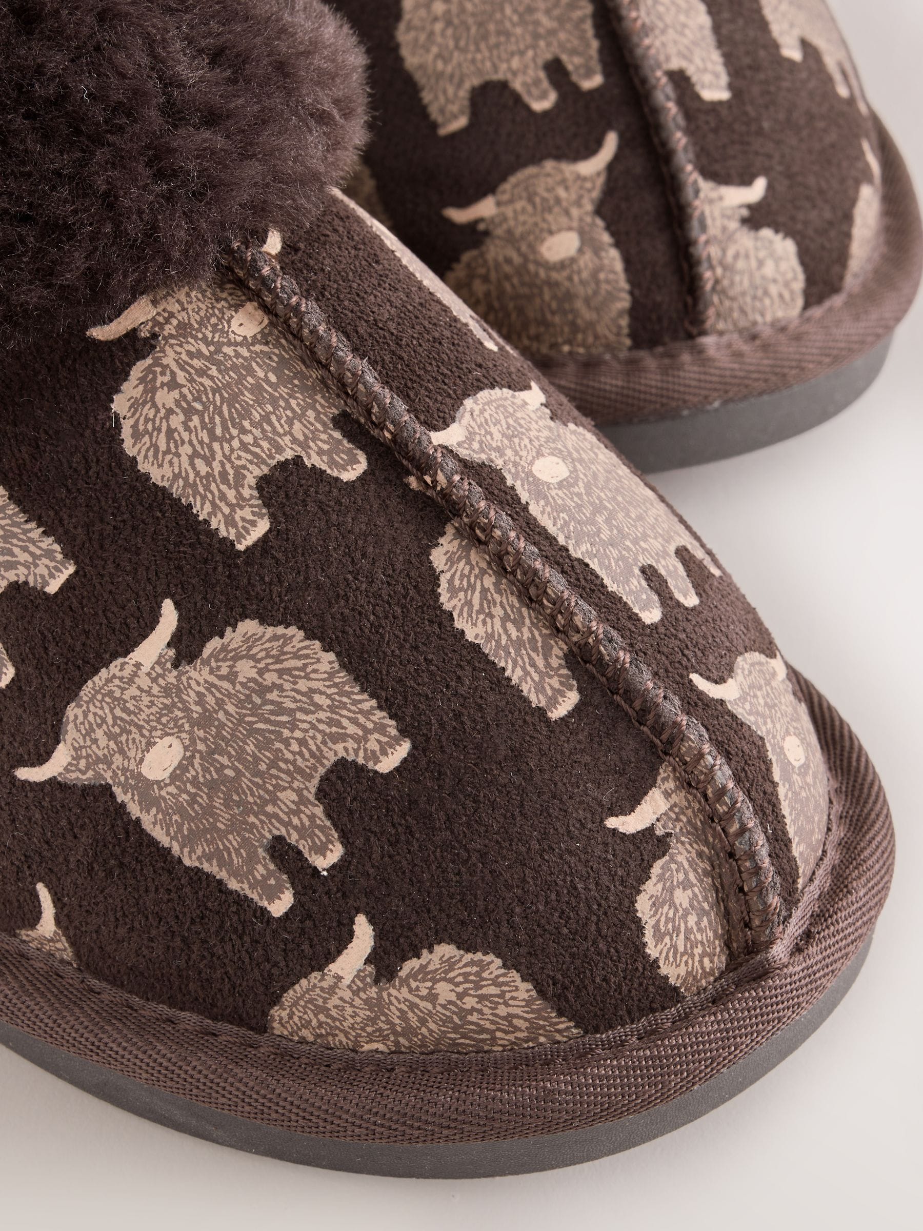 Faux Fur Lined Suede Mule Slippers - Chocolate Brown Hamish - Regular - SIP Still Life