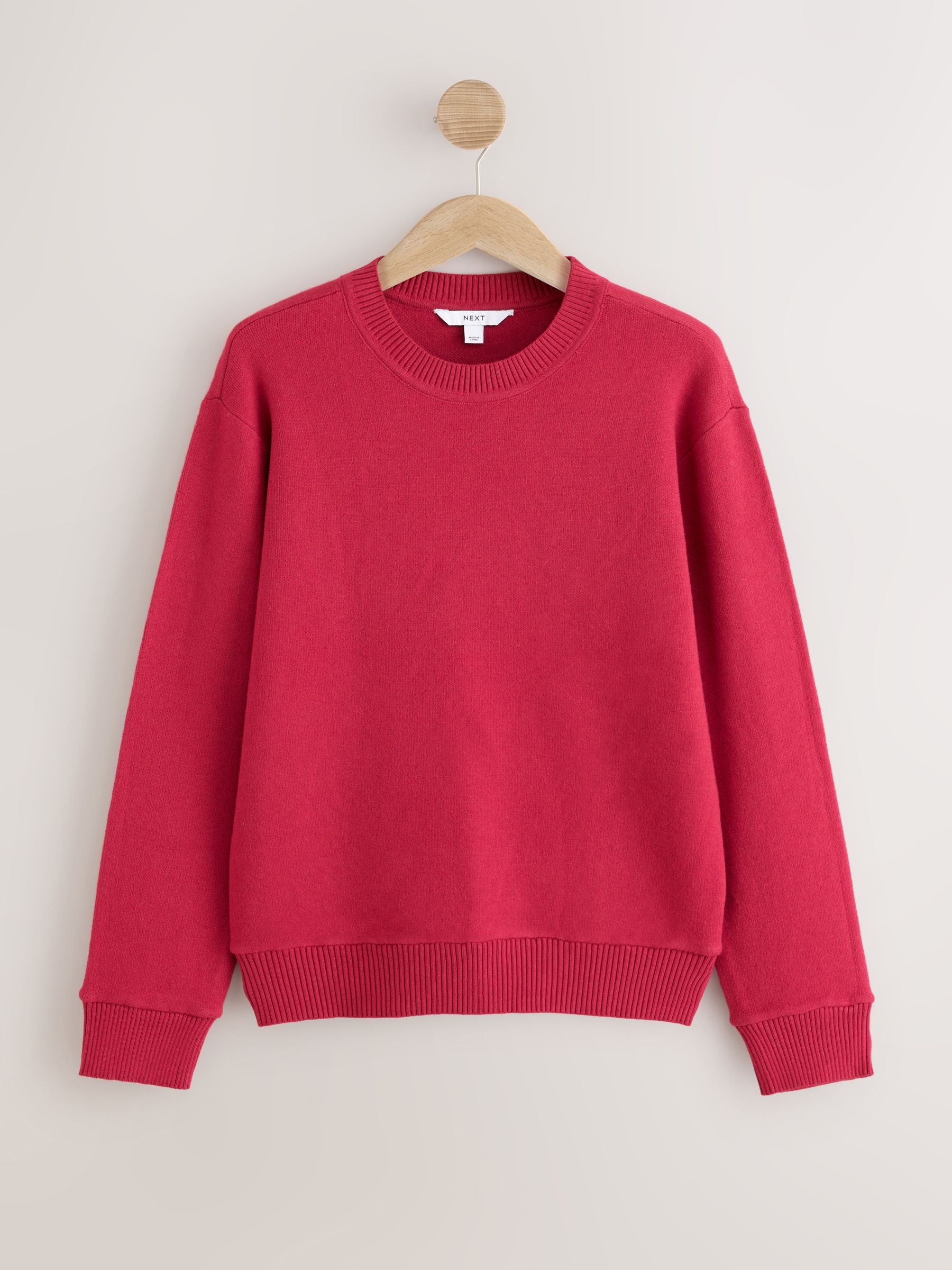 Long Sleeve Crew Neck Cosy Knit Jumper - Red - Regular - SIP Still Life