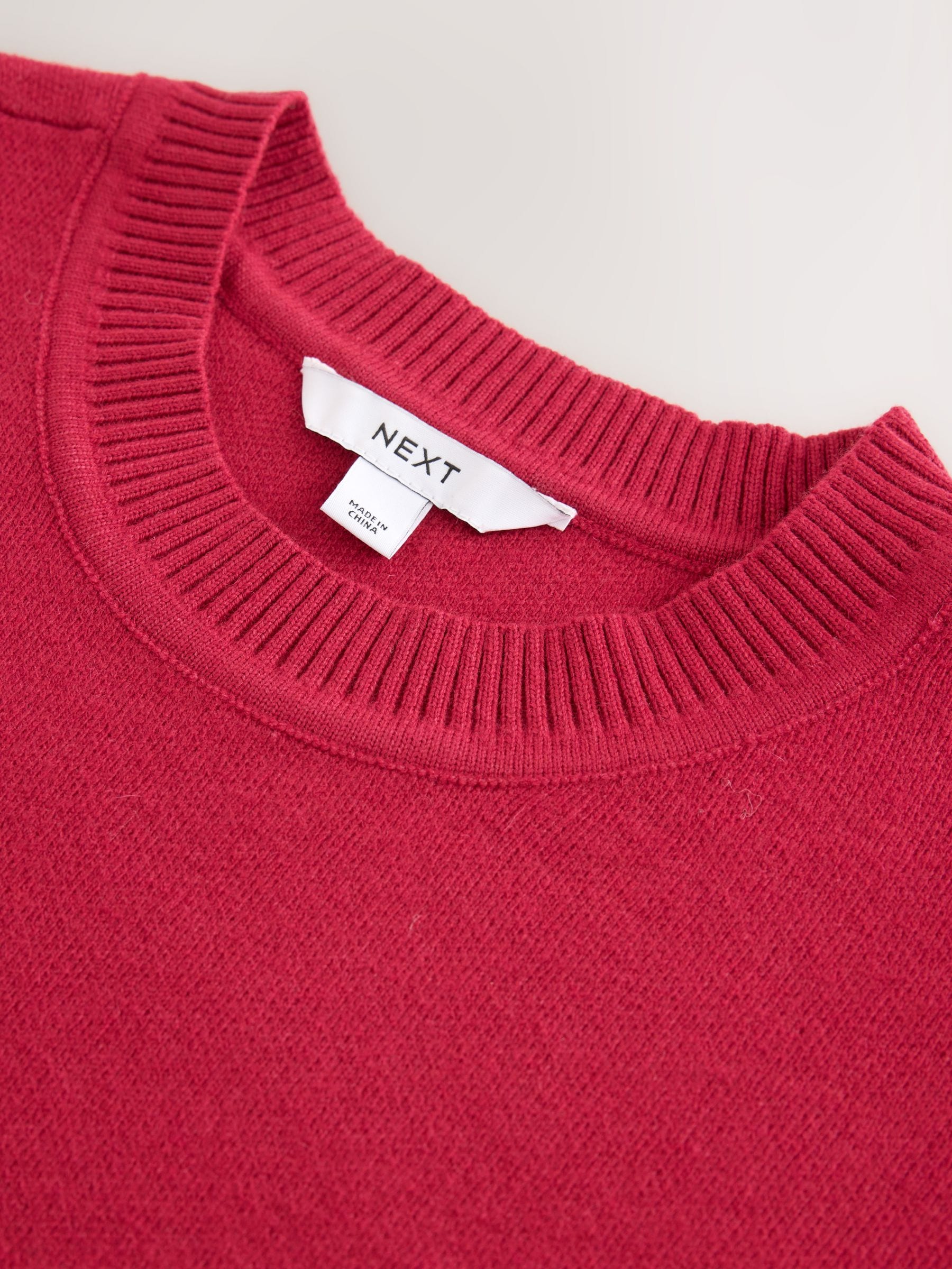 Long Sleeve Crew Neck Cosy Knit Jumper - Red - Regular - SIP Still Life