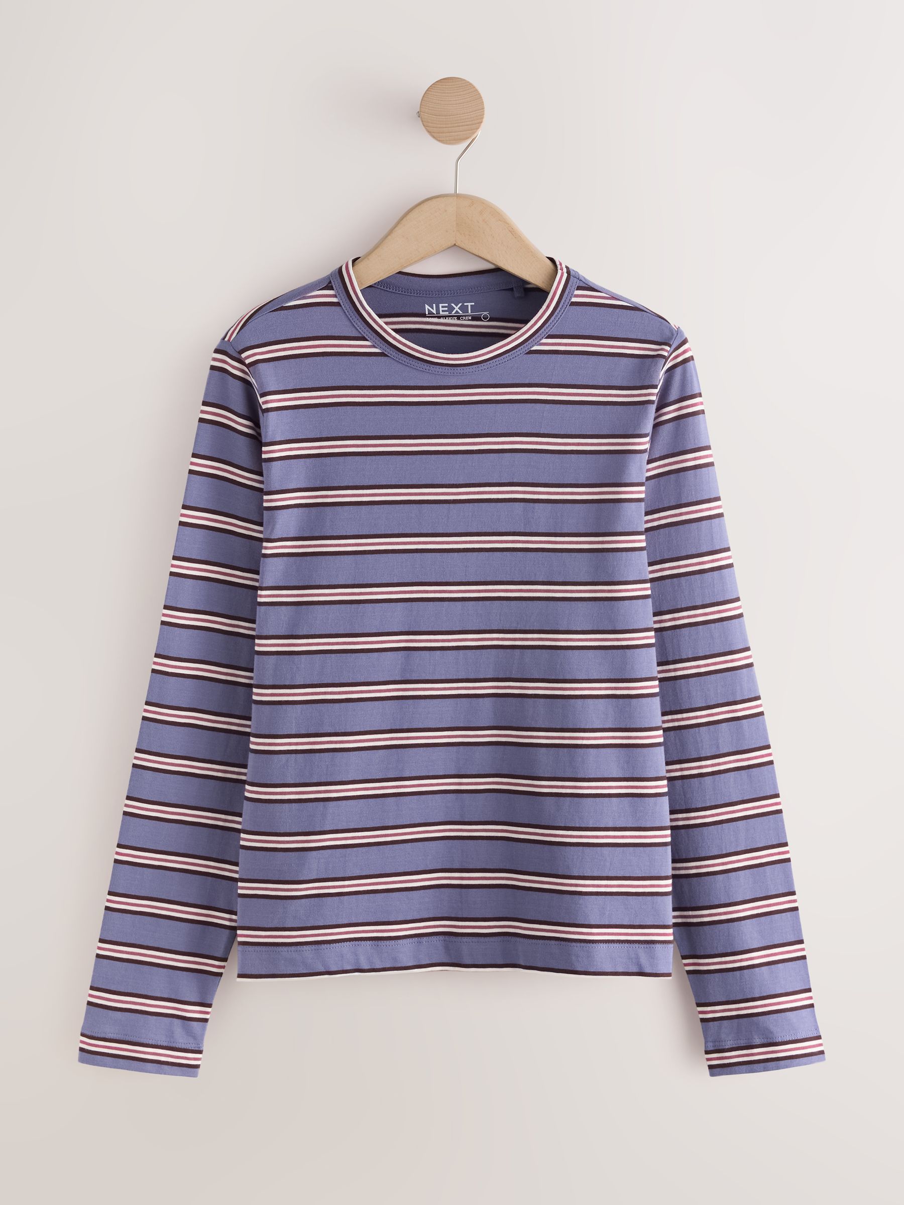 Long Sleeve Crew Neck T-Shirt - Blue Stripe - Regular - SIP Still Life