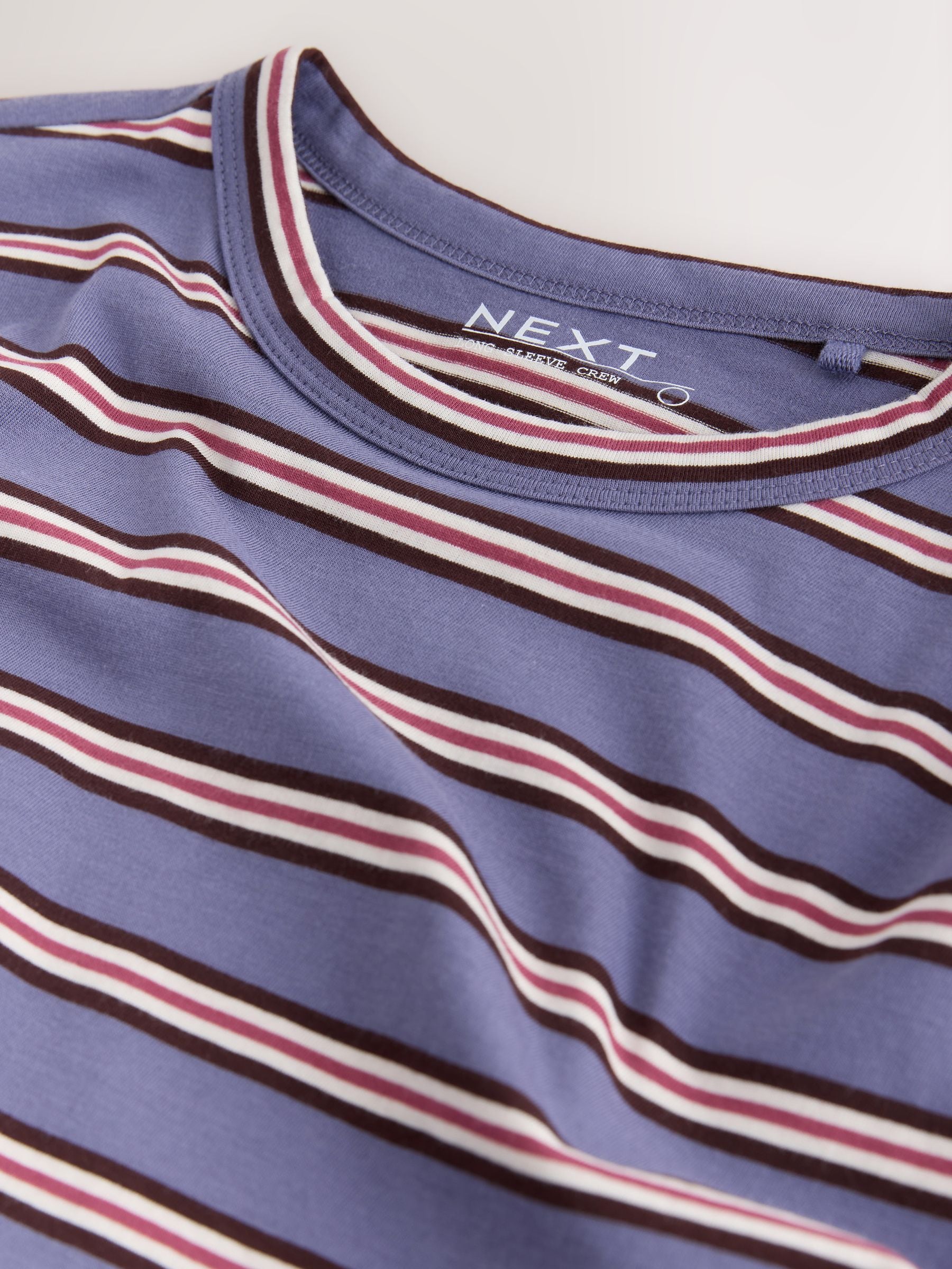 Long Sleeve Crew Neck T-Shirt - Blue Stripe - Regular - SIP Still Life