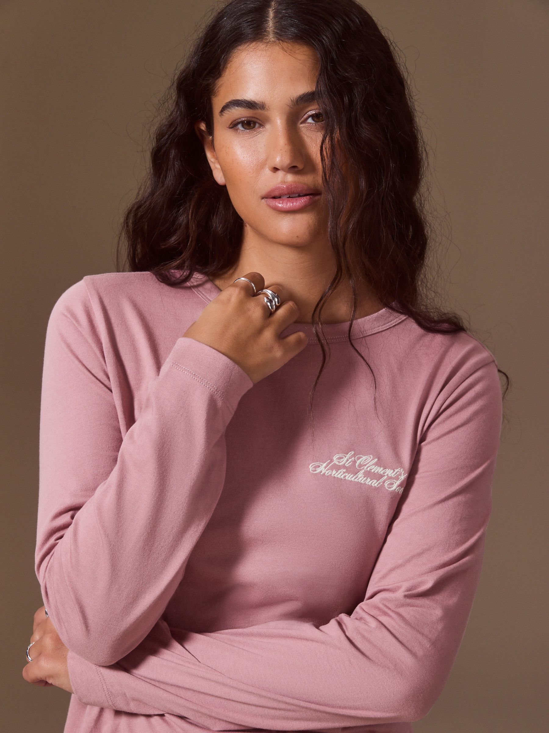 Long Sleeve Crew Neck T-Shirt - Pink - Regular - Location Worn