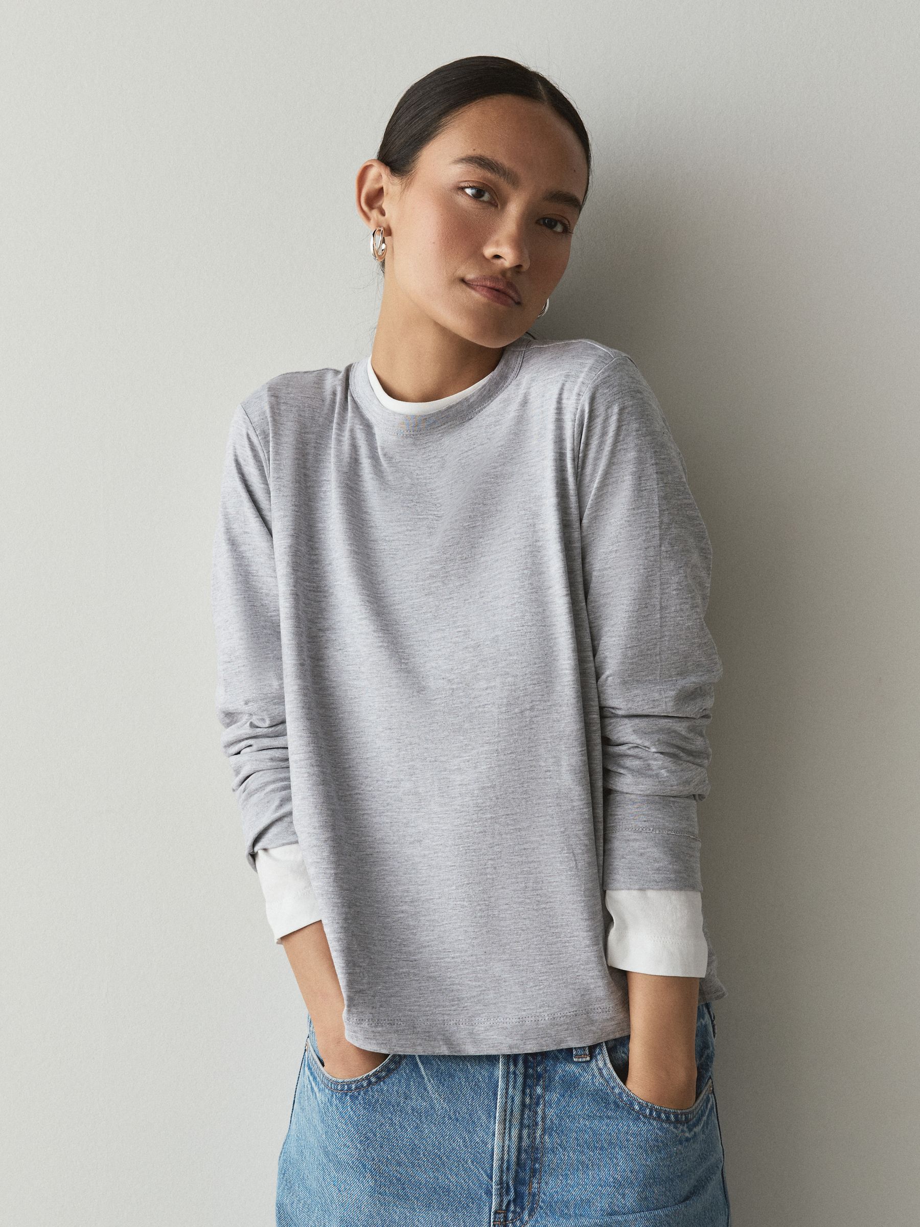 Long Sleeve Crew Neck T-Shirt - Grey - Regular - SIP Worn