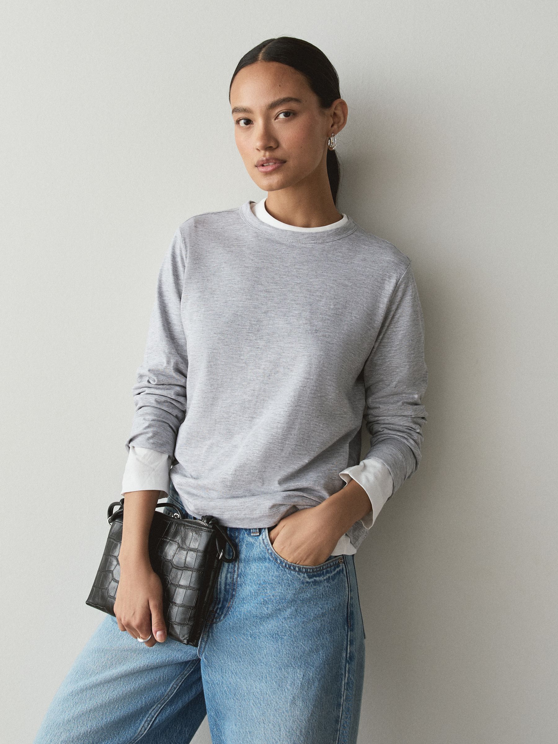 Long Sleeve Crew Neck T-Shirt - Grey - Regular - SIP Worn