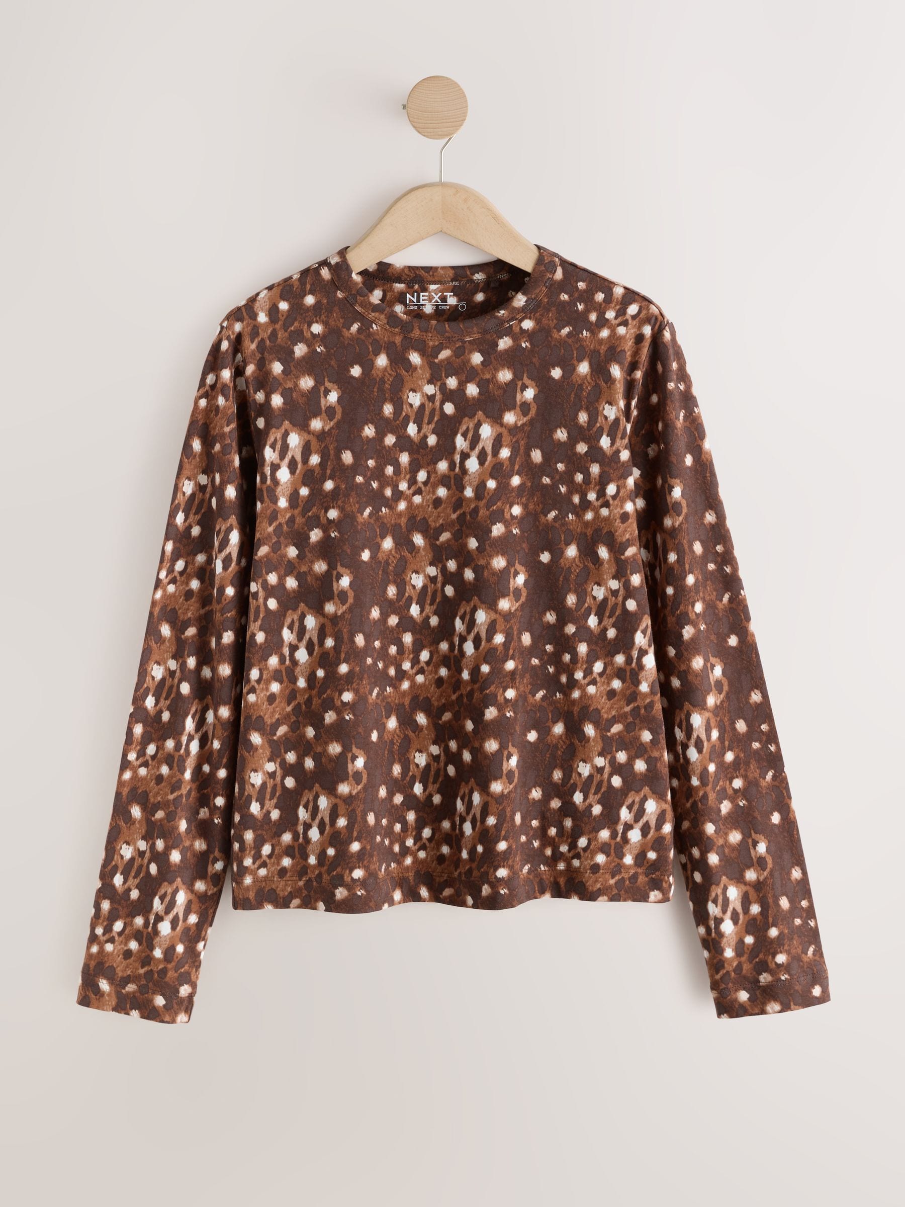 Long Sleeve Crew Neck T-Shirt - Deer Print - Regular - SIP Still Life