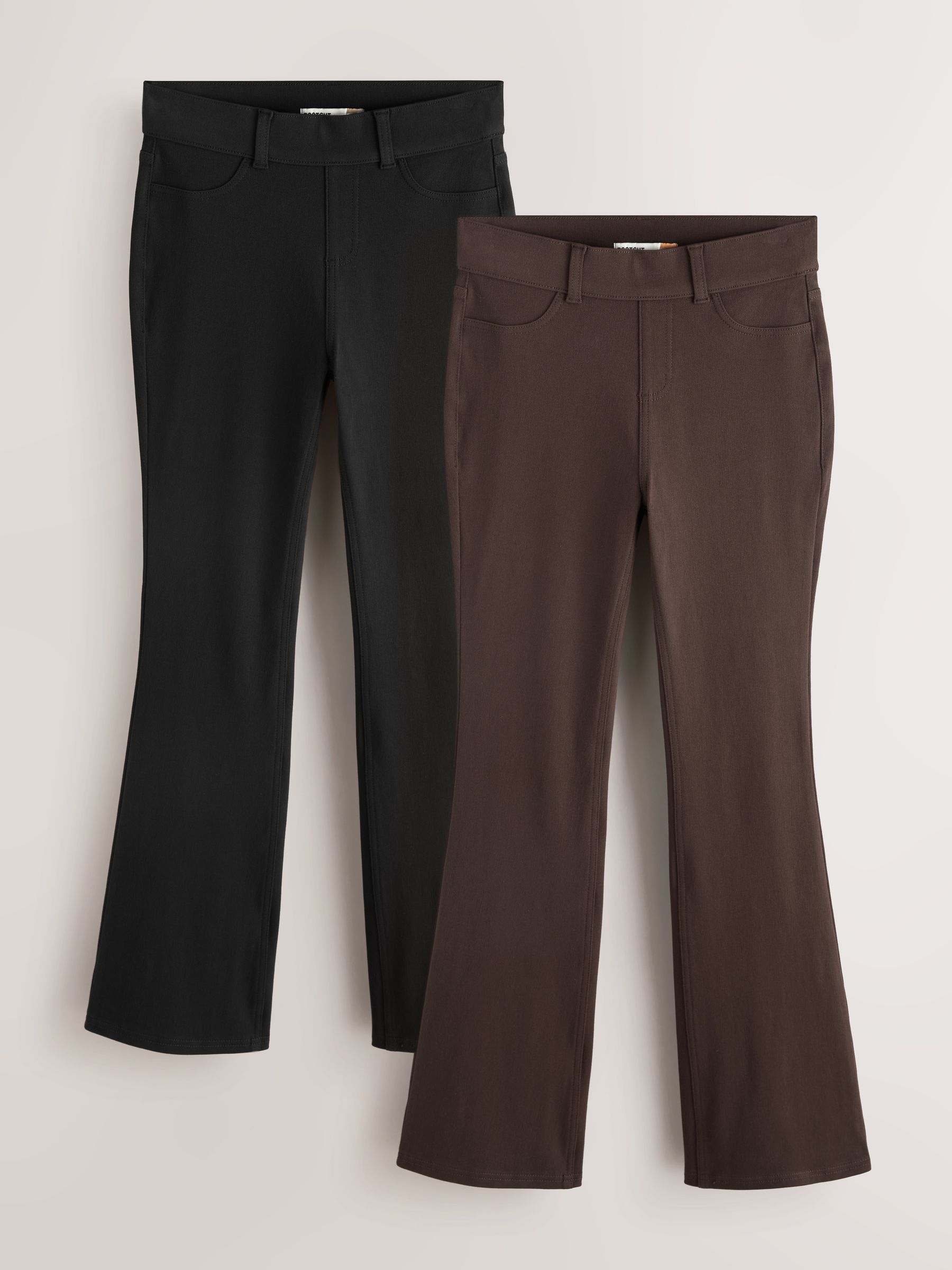 Full Length Jersey Denim Bootcut Leggings 2 Pack - Black/ Chocolate Brown - Regular - SIP Still Life