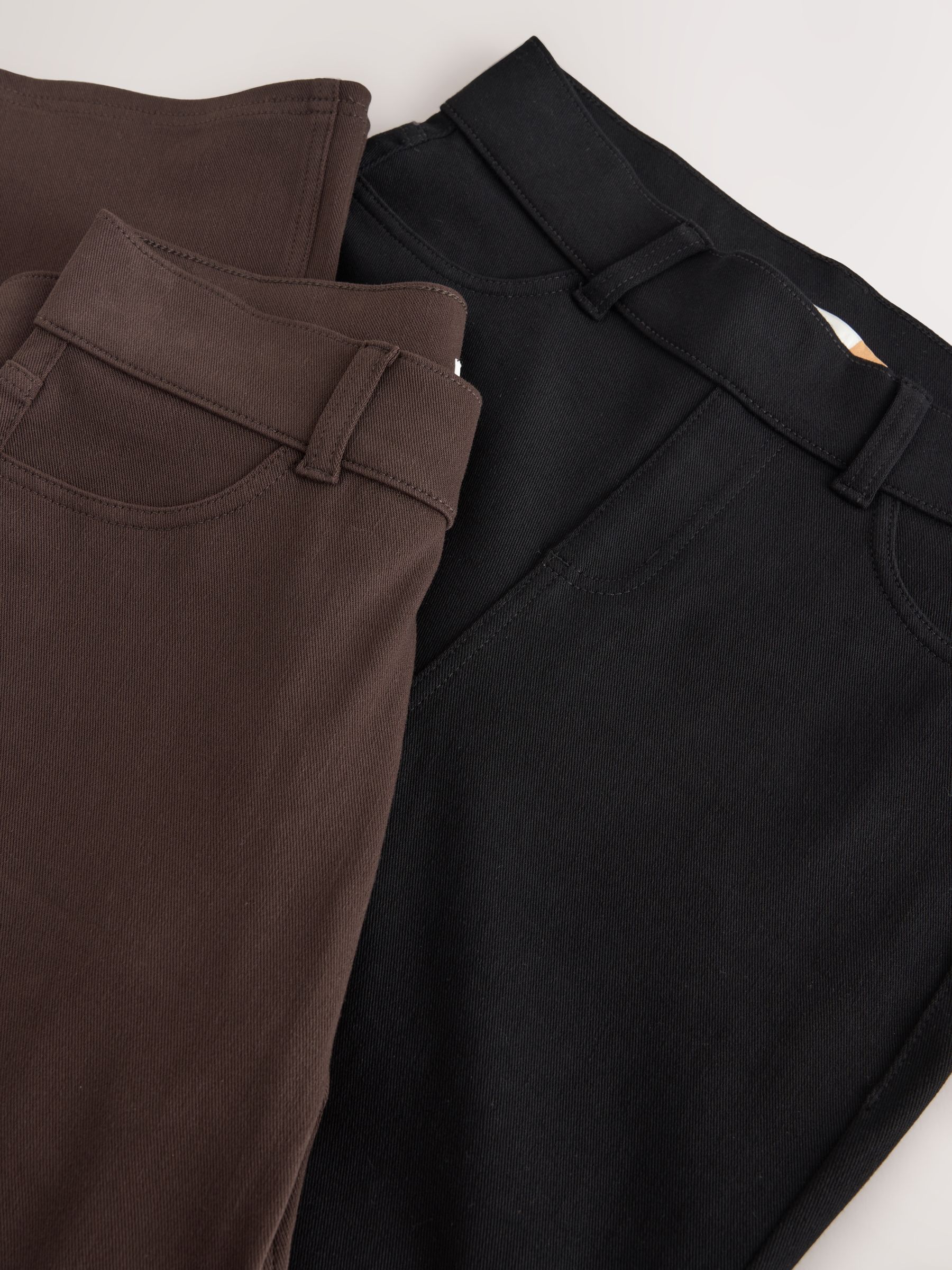 Full Length Jersey Denim Bootcut Leggings 2 Pack - Black/ Chocolate Brown - Regular - SIP Still Life