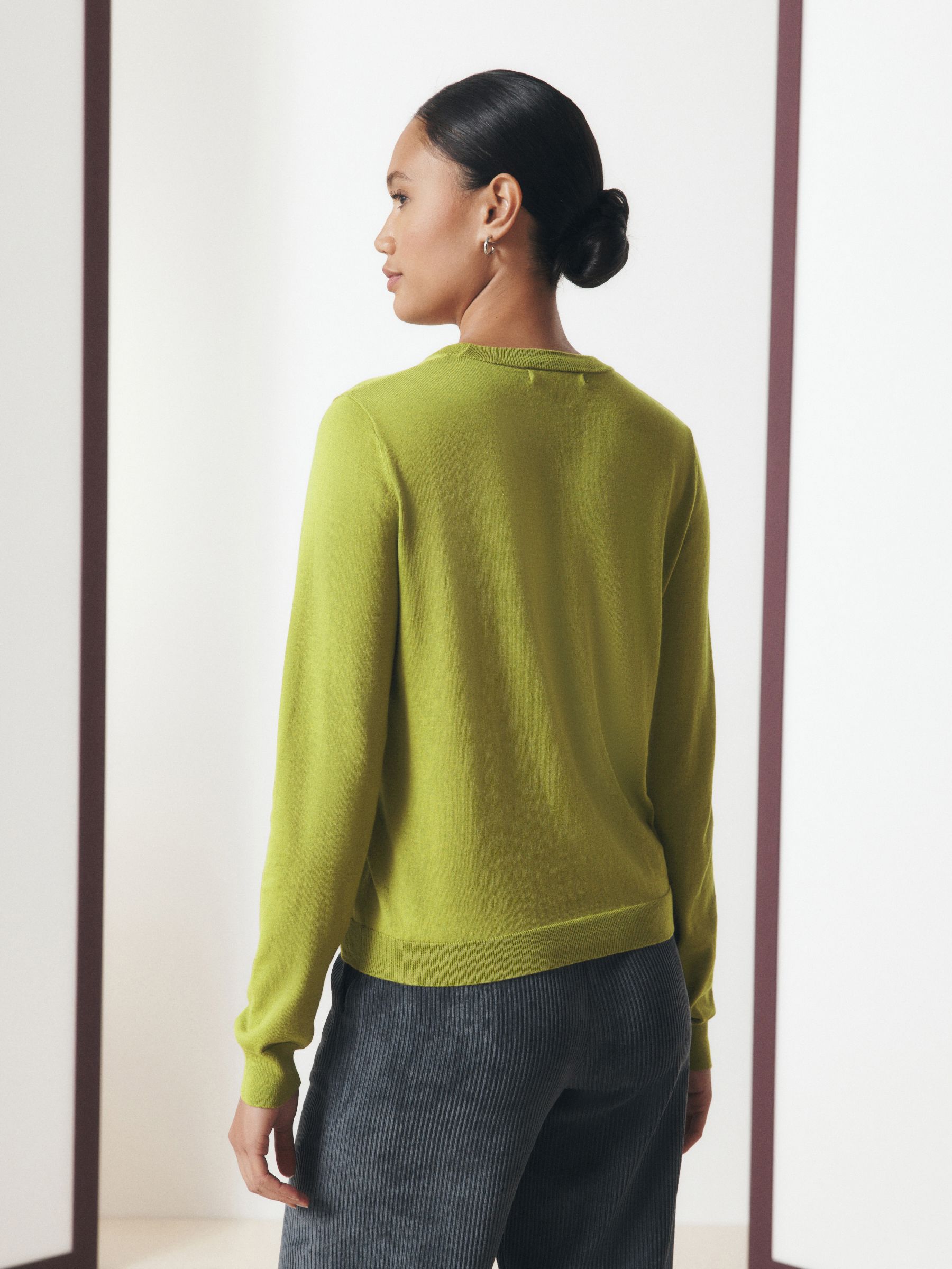 Cotton Rich Soft Touch Long Sleeve Crew Neck Jumper - Green Sausage Dog - Regular - Location Worn